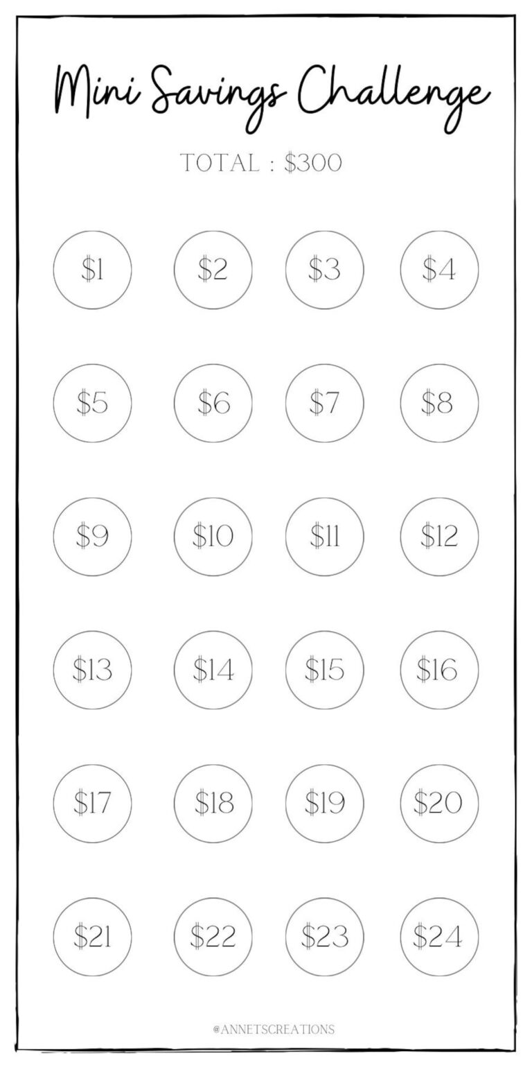 Mini Savings Challenge Save 300 Challenge Digital Download Cash Stuffing Etsy
