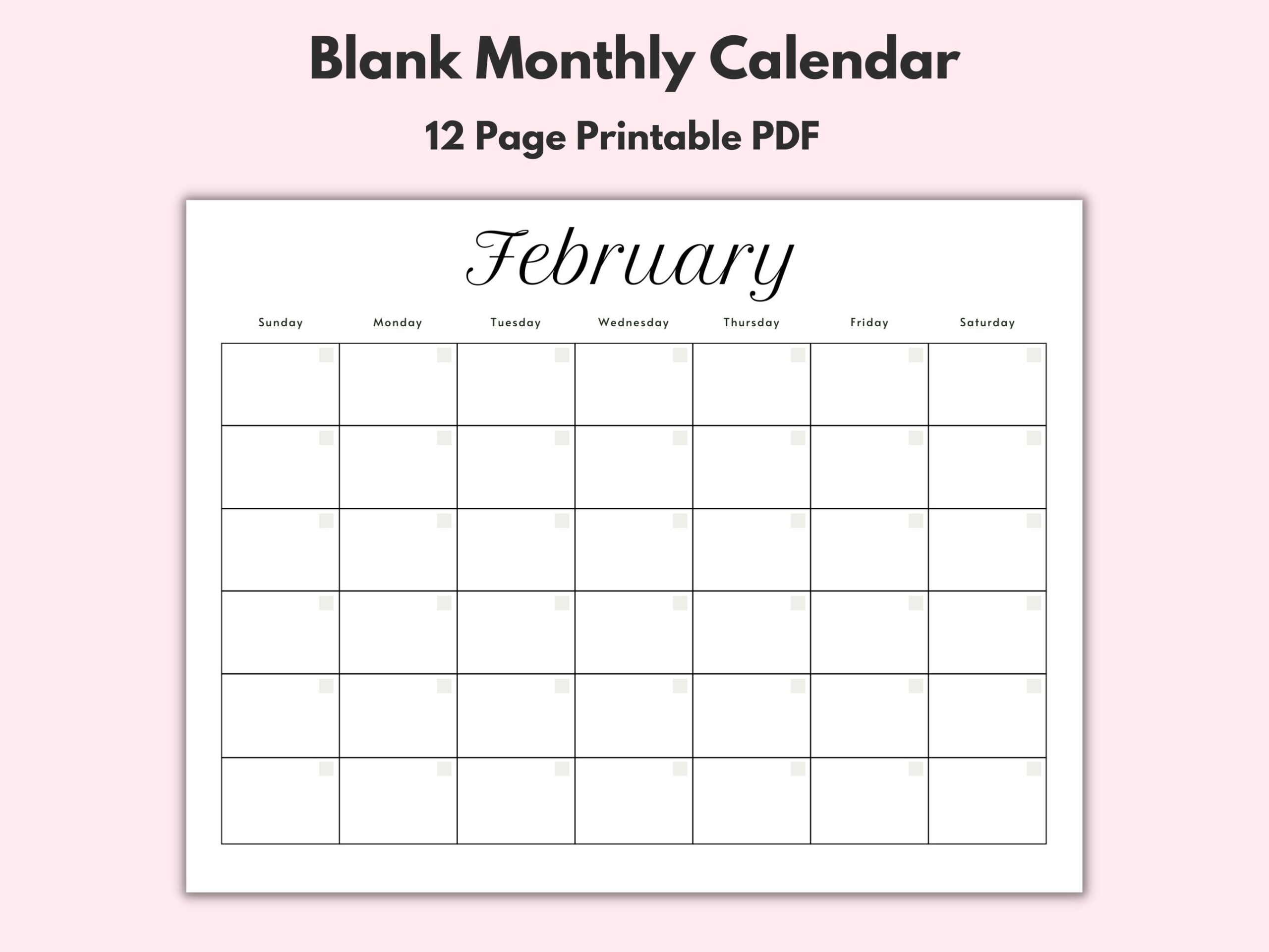 Month Free Printable Blank Calendar