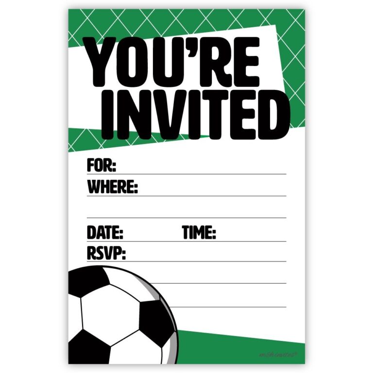 Mu0026H Invites Soccer Party Invitations 20 Count With Envelopes