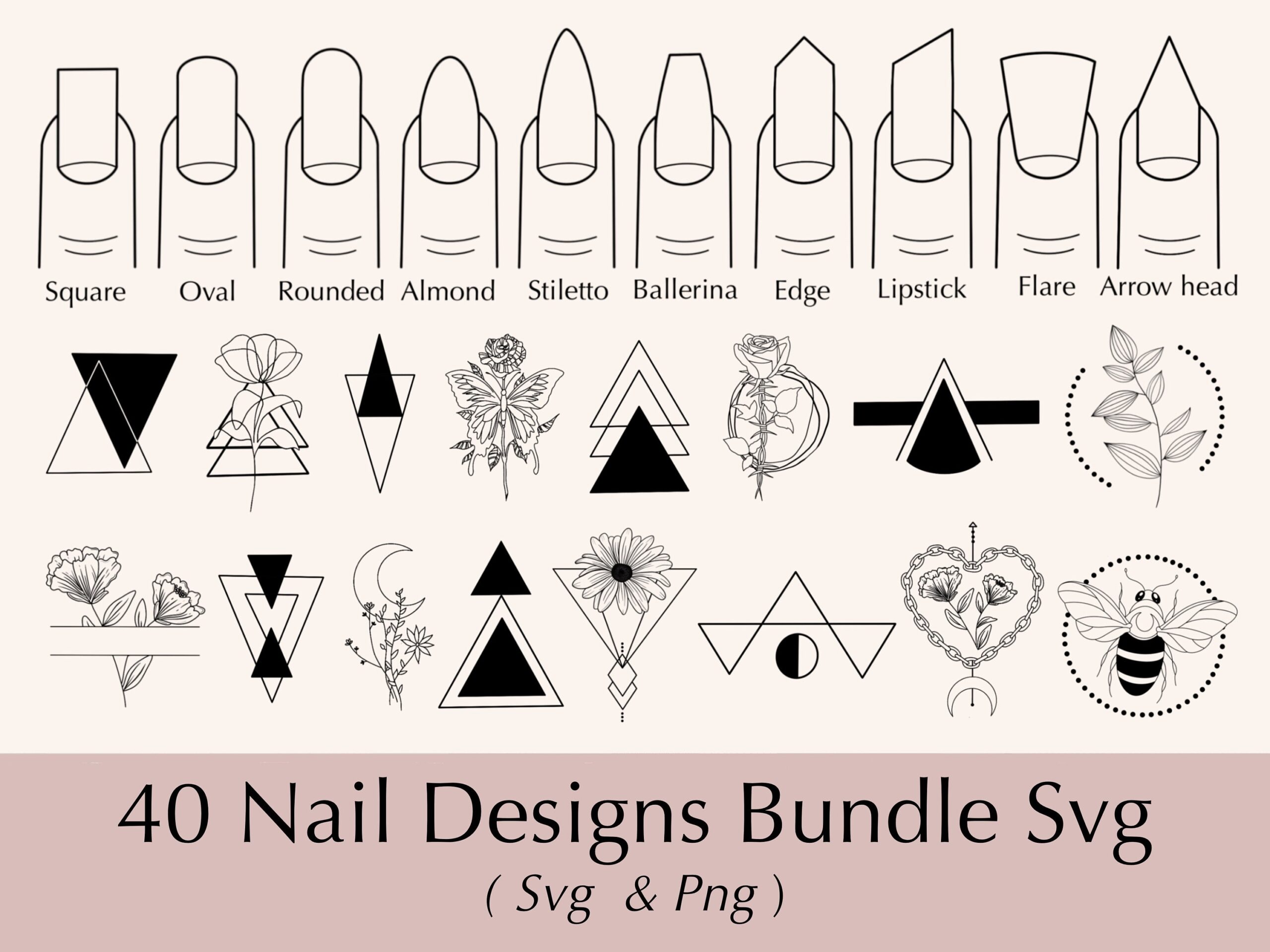 Nail Design SVG Tattoo SVG Floral SVG Geometric Svg 