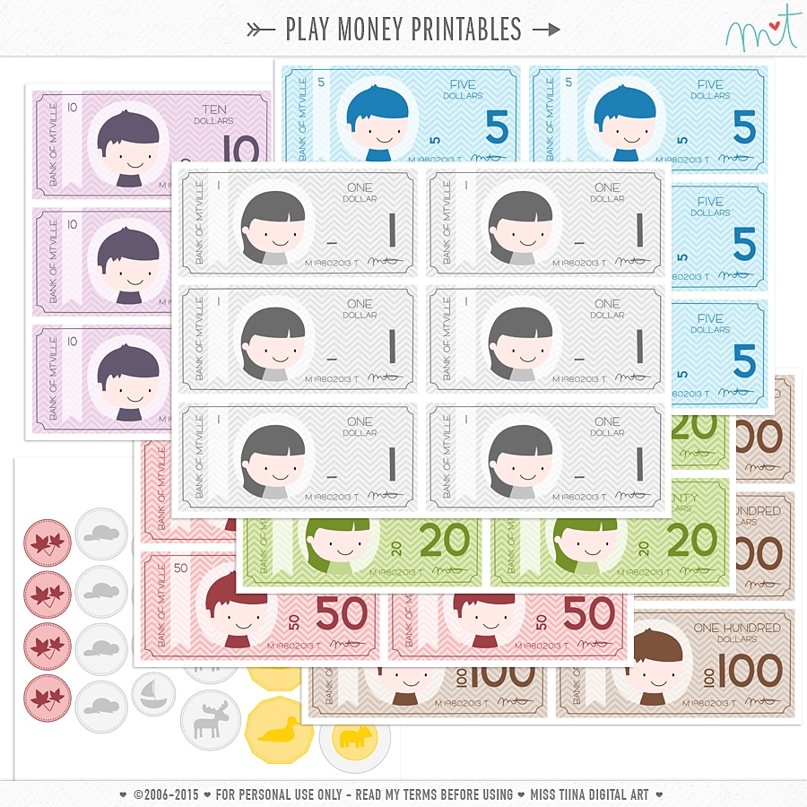 NEW Vector Saving Up FREE Printable Play Money Miss Tiina Tina Raparanta