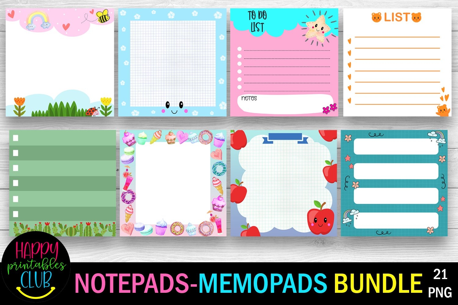 Notepad Memo Pad Bundle Printable Notepad Memopad Bundle