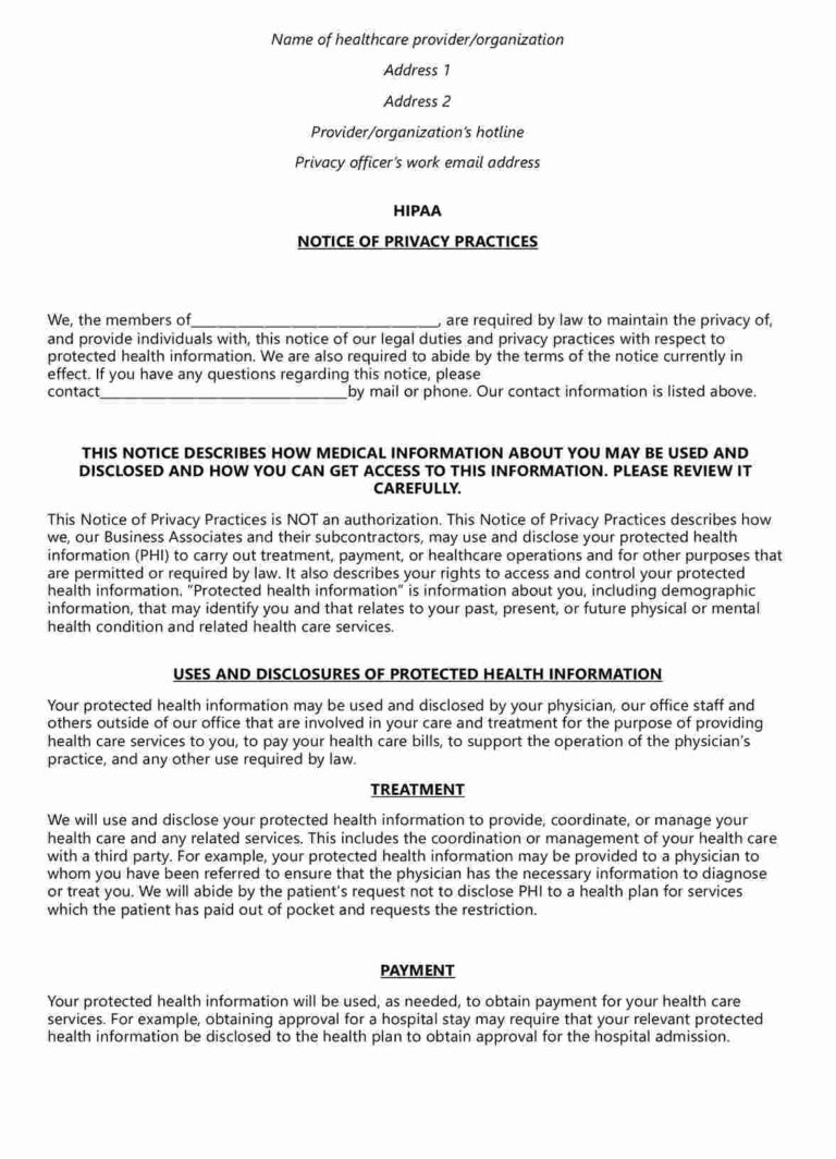 Notice Of Privacy Practices NOPP Example Free PDF Download