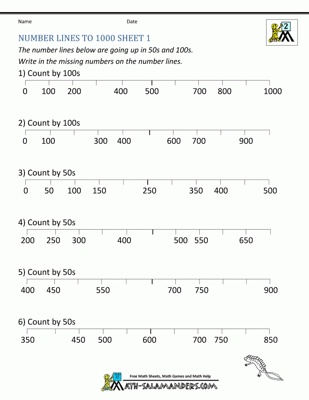 Number Line Worksheets Up To 1000 Number Line Worksheets Up To 1000