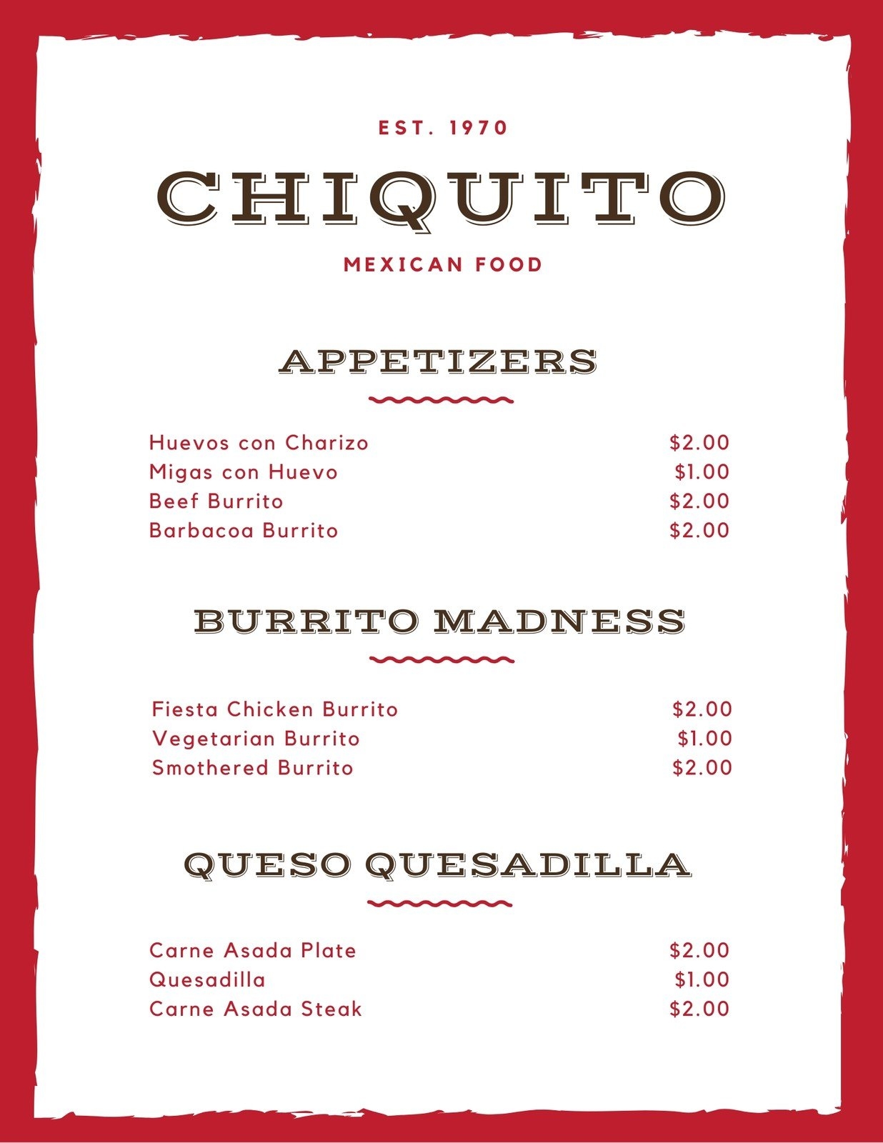 Page 2 Free Printable And Customizable Mexican Menu Templates 