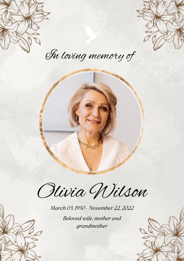 Page 2 Free Printable Customizable Funeral Program Templates Canva