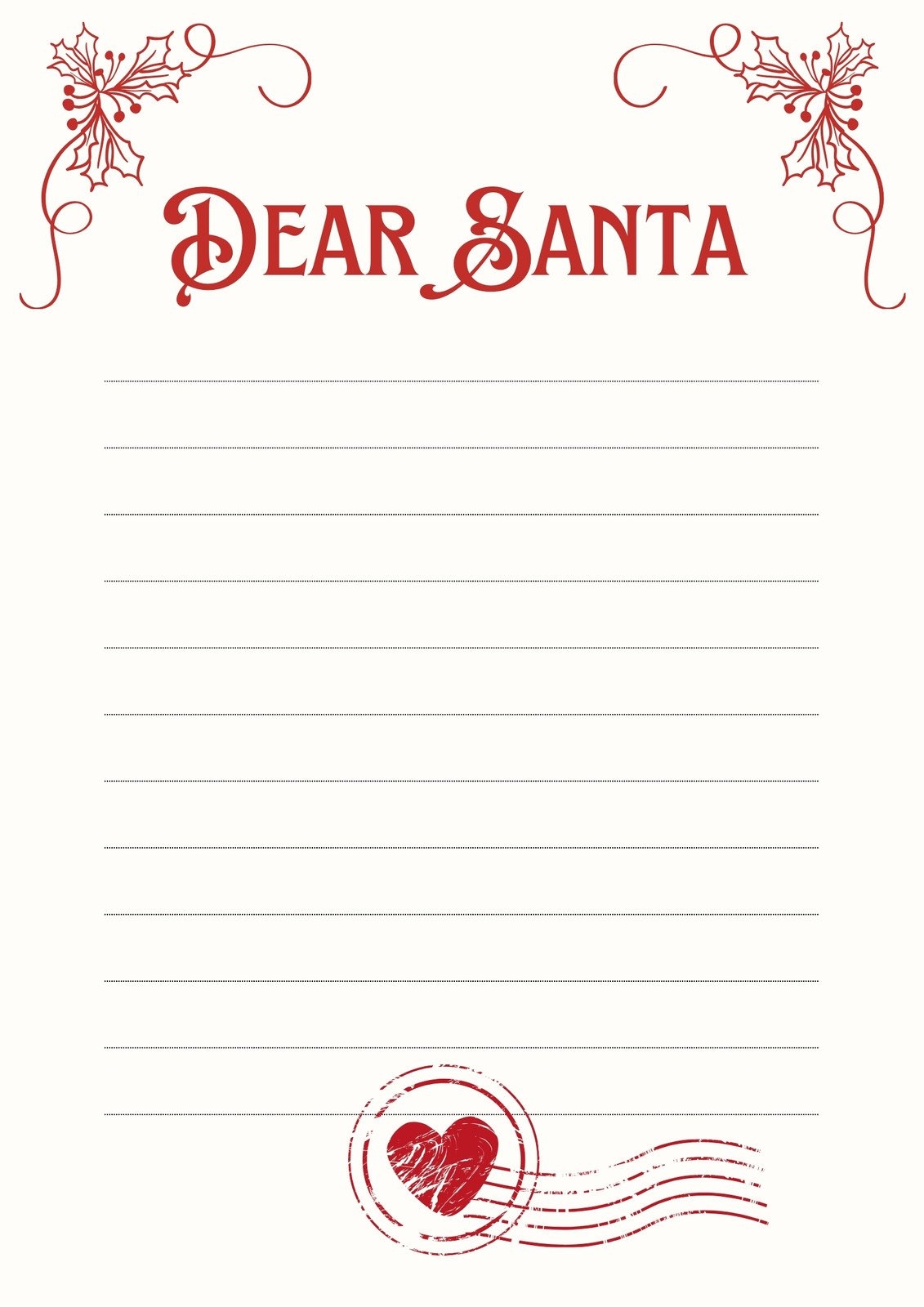 Free Printable Letter To Santa Template