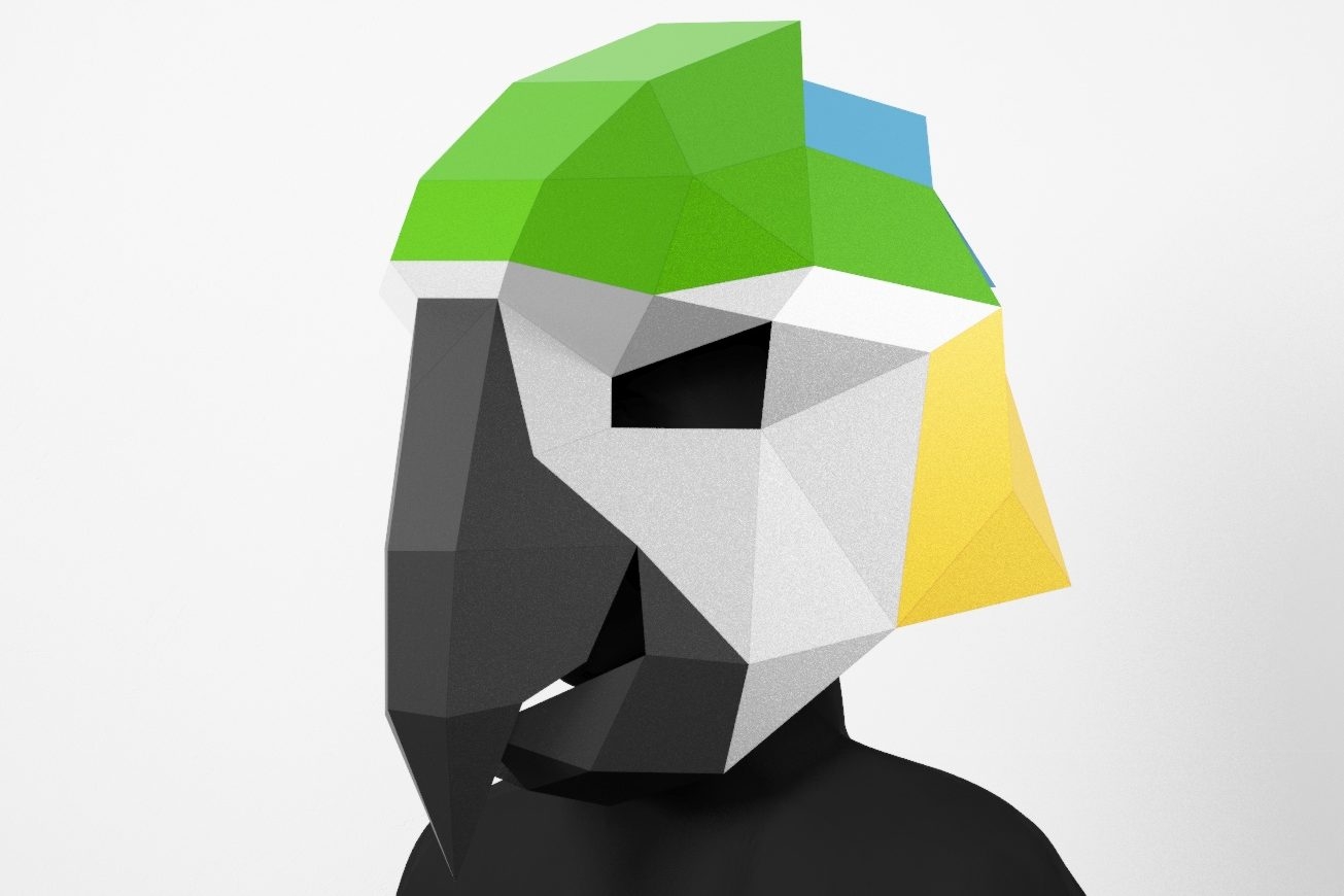 Parrot Mask DIY Low Poly Mask Parrot Paper Craft Mask Parrot Pdf Template 3D Mask LACRAFTA