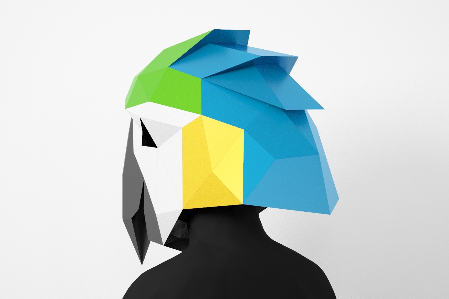 Parrot Mask DIY Low Poly Mask Parrot Paper Craft Mask Parrot Pdf Template 3D Mask LACRAFTA