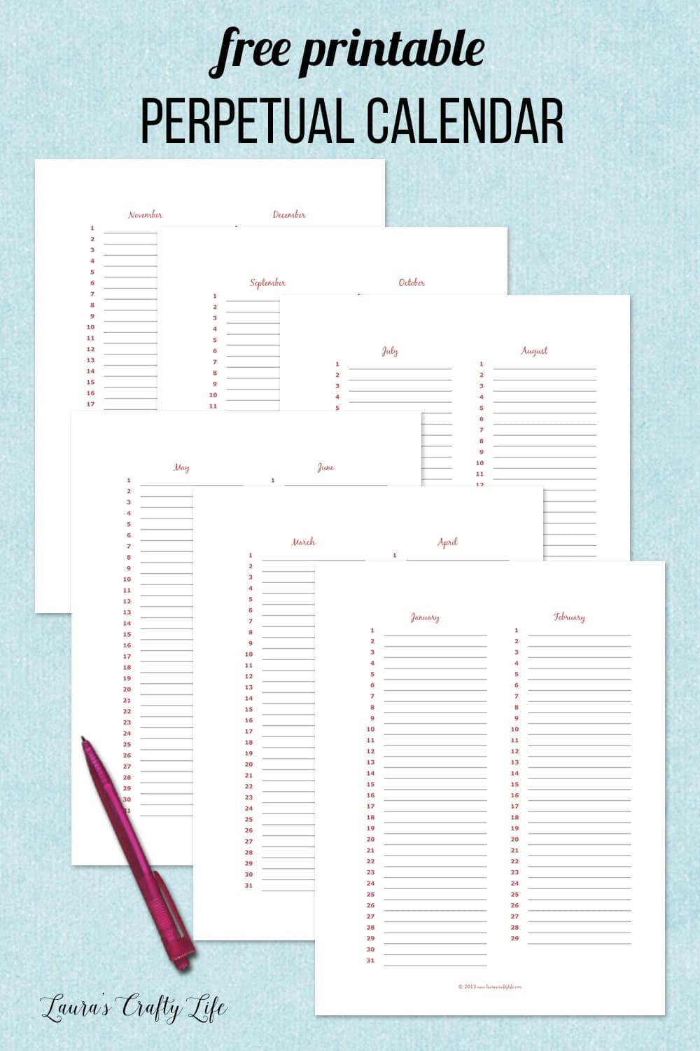 Printable Blank Calendar Perpetual