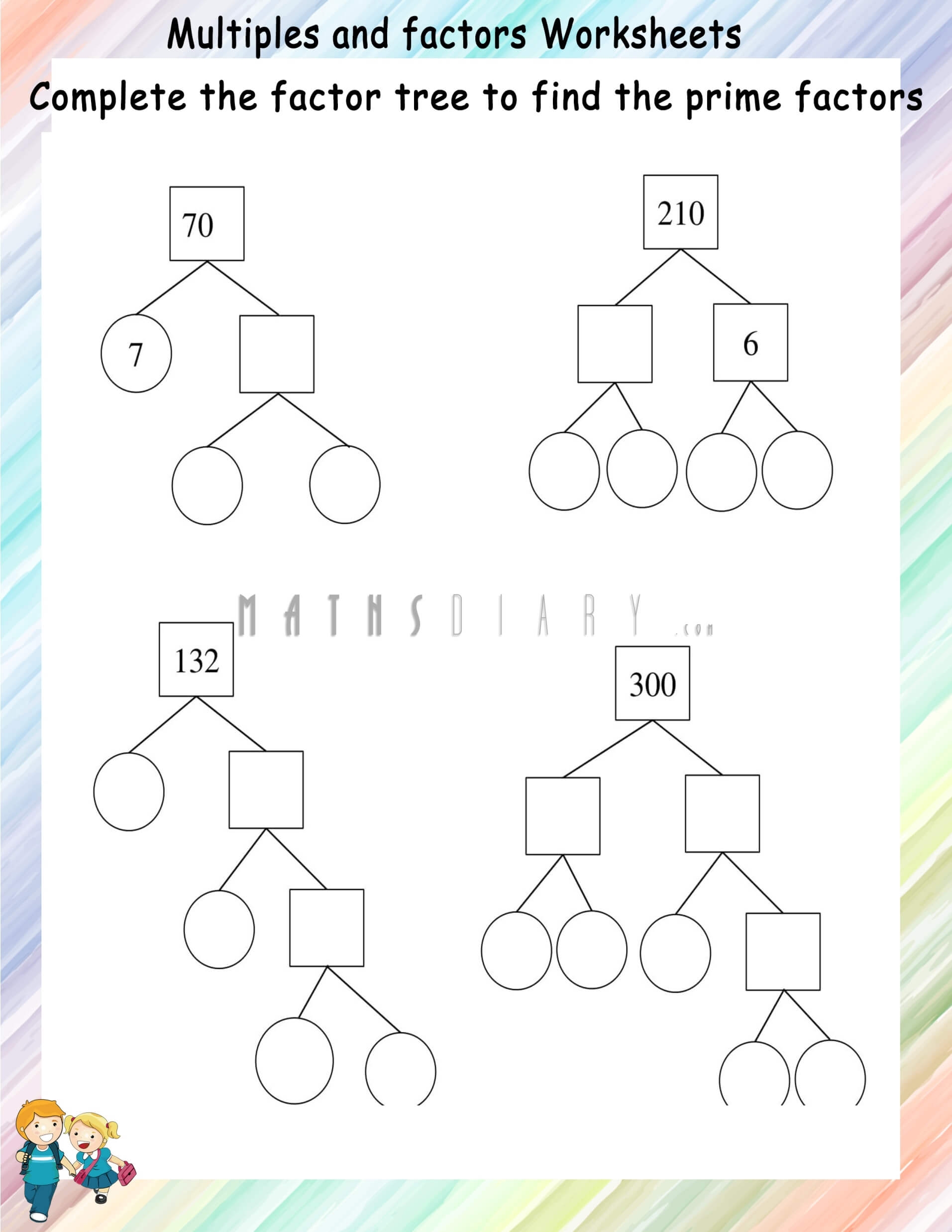 Prime Factor Trees Range 4 To 48 A Worksheets Library