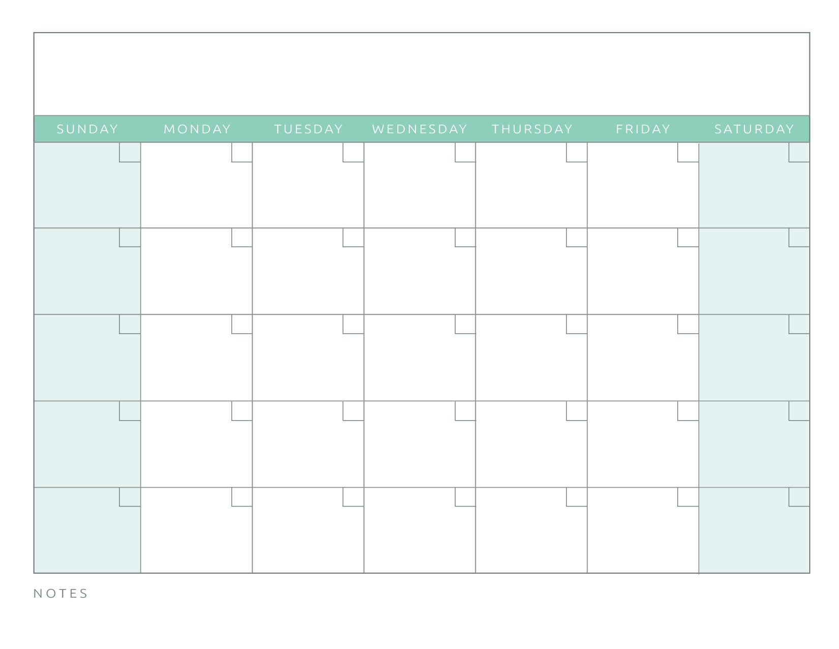 Printable Downloadable Blank Calendar Template