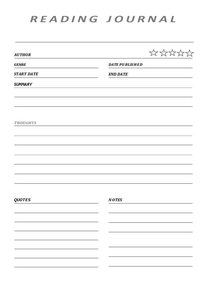 Free Printable Weekly Reading Log Template