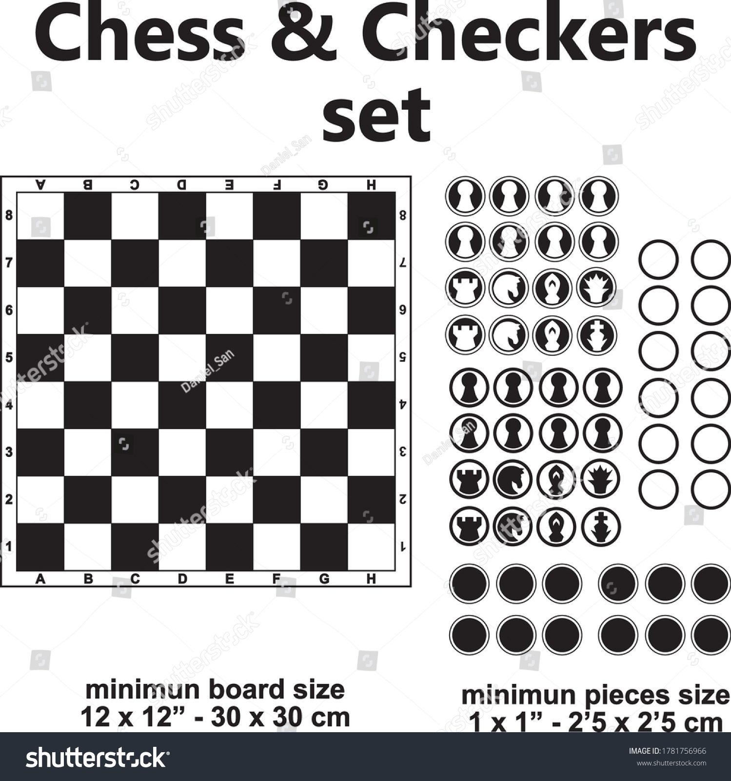 Printable Board Game Template Chess Checkers Stock Vector Royalty 