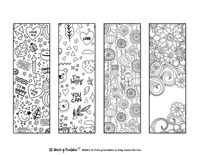 Printable Bookmarks To Color 120 For Adults U0026 Kids World Of