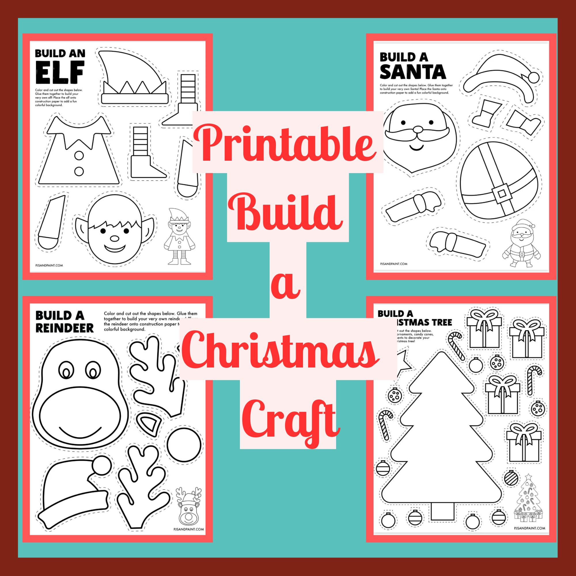 Printable Build A Christmas Tree Santa Elf Reindeer Craft Christmas Worksheets Made By Teachers