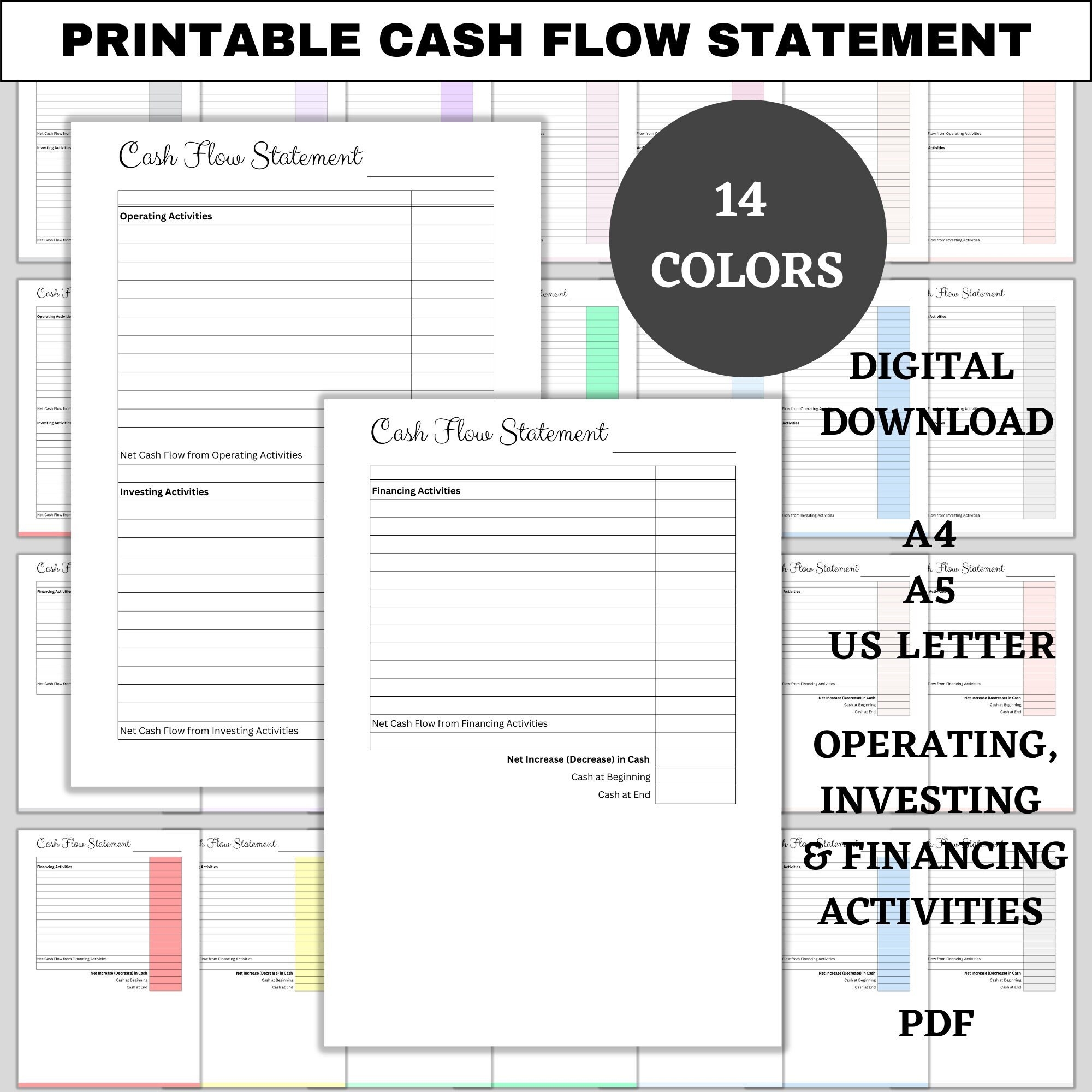 Printable Cash Flow Statement Income Expenses Assets 