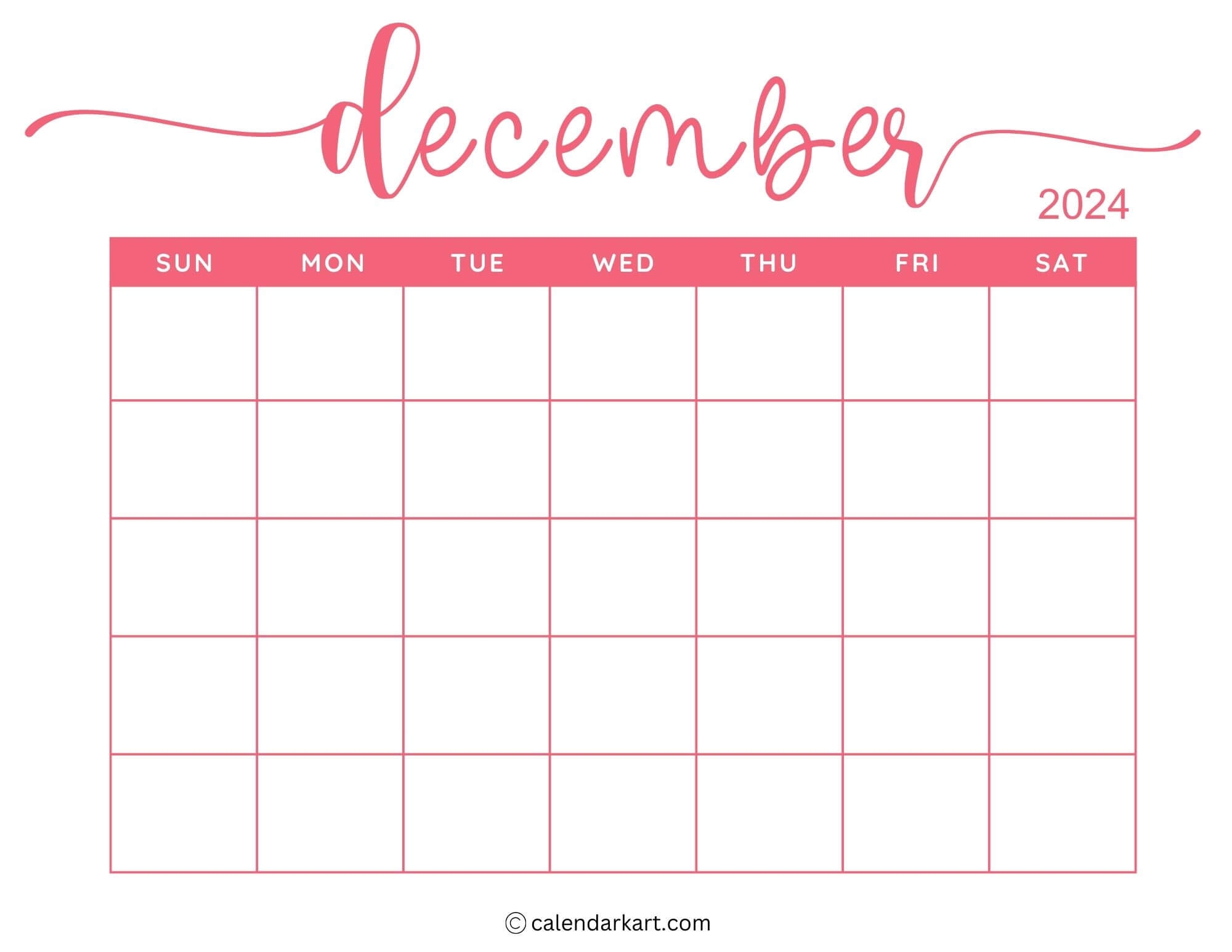 Printable December 2025 Calendars Free Pdf CalendarKart