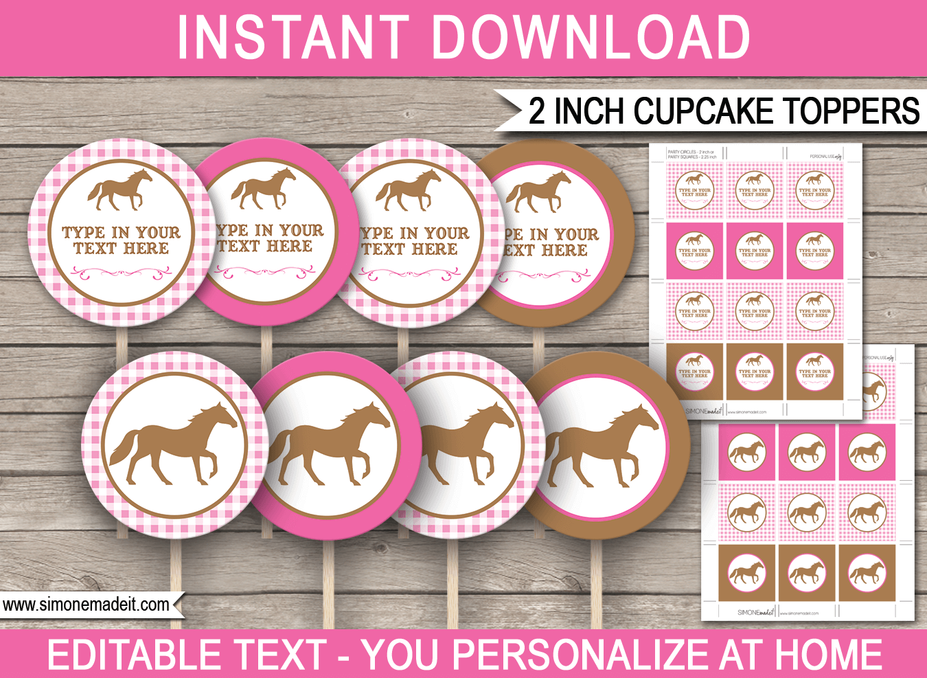 Printable Horse Cupcake Toppers Template Pony Birthday Party