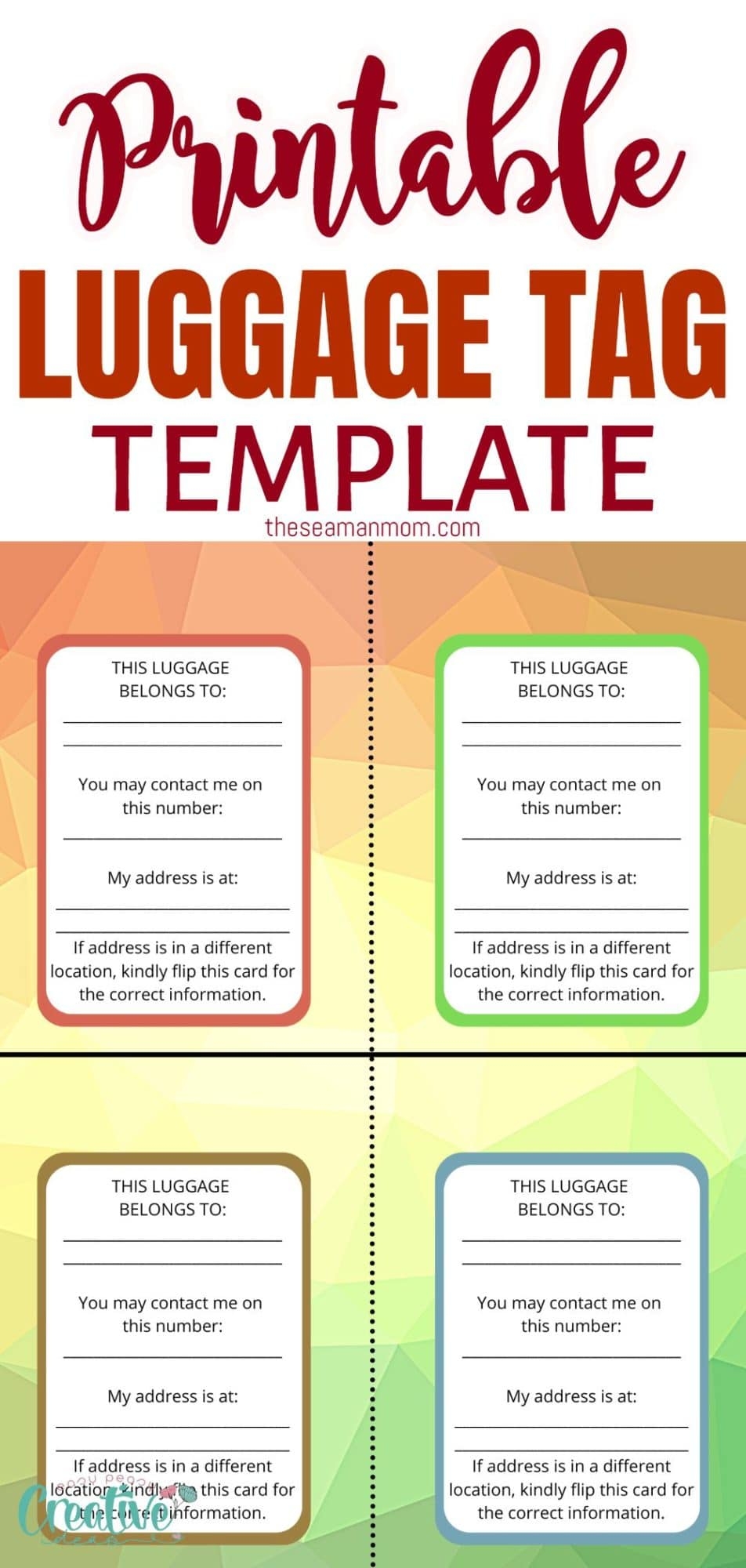 Free Printable Luggage Tag Template