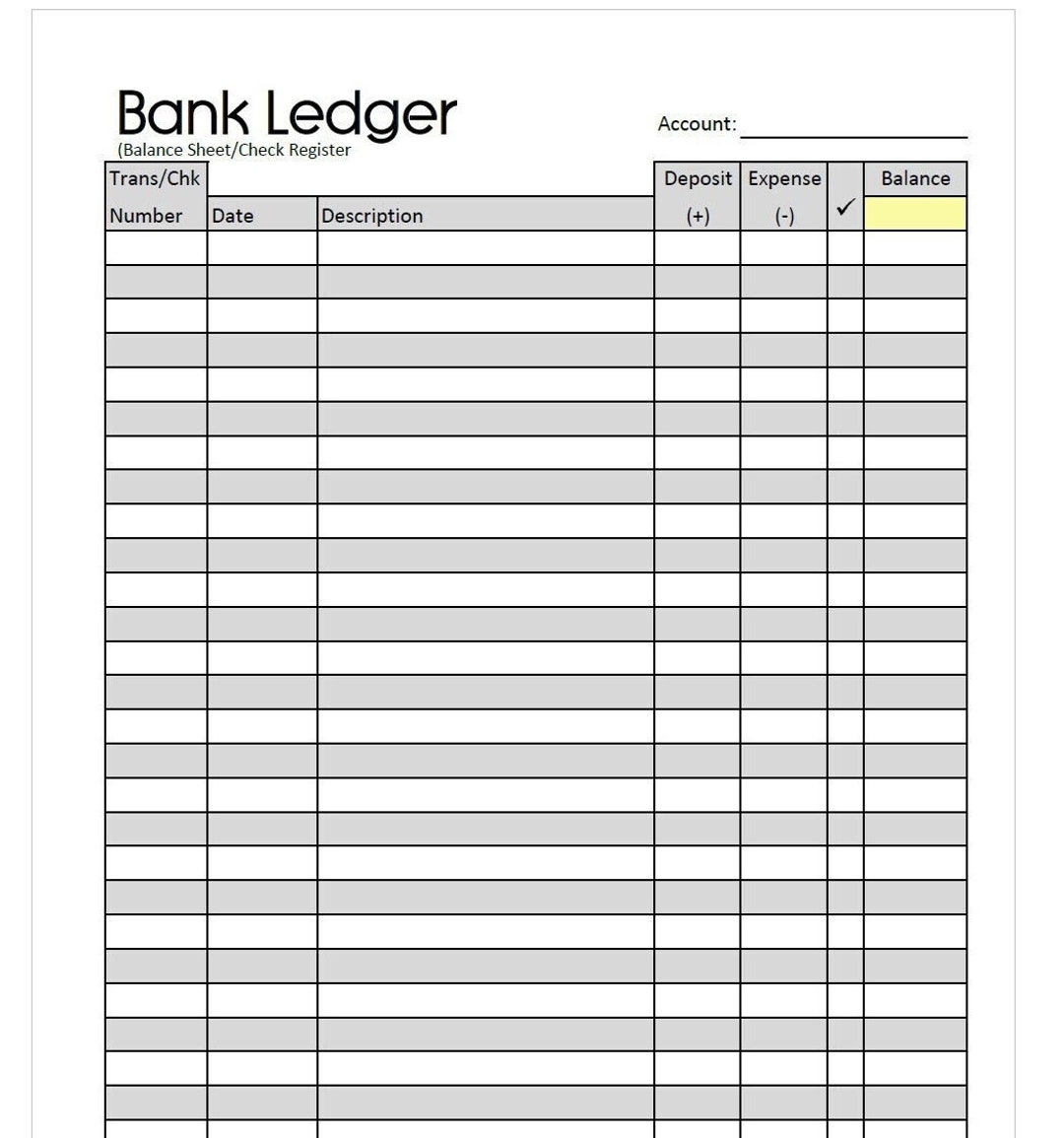 Free Checkbook Ledger Printable