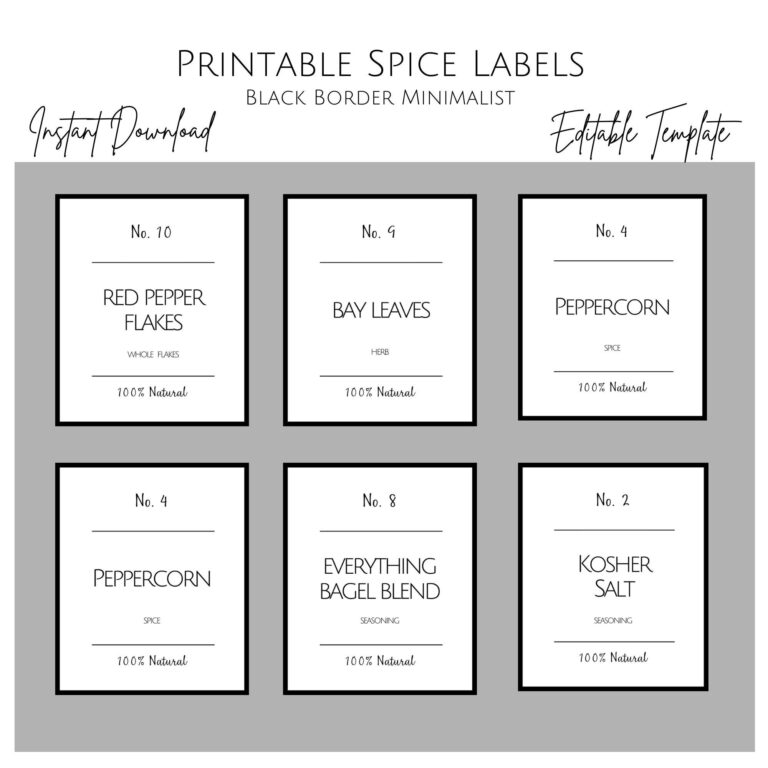 Printable Minimalist Spice Label Template Modern Spice Labels U0026 Stickers DIY Spice Jar Label Pantry Organization Instant Download Etsy UK
