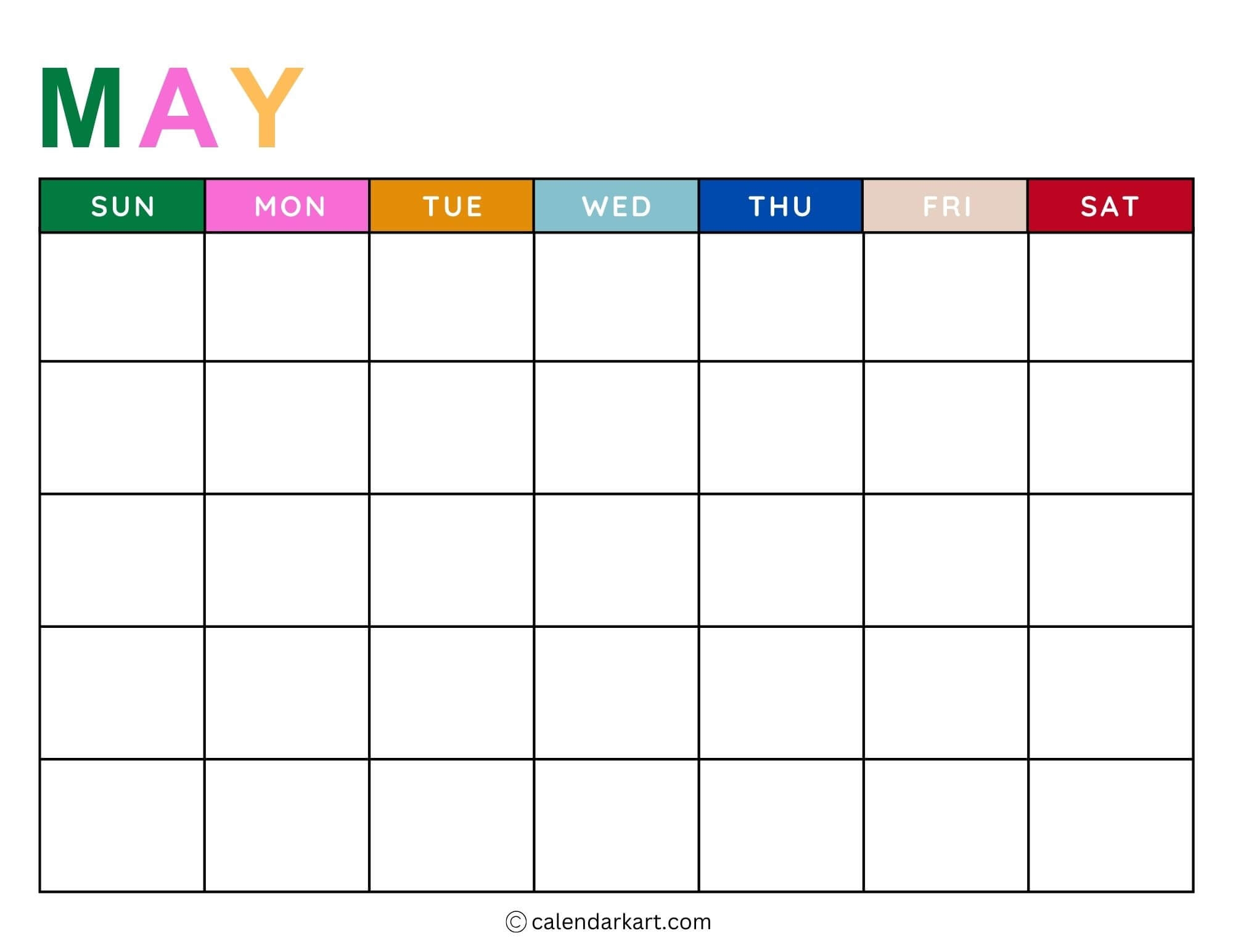 Printable Monthly Calendar Template Free