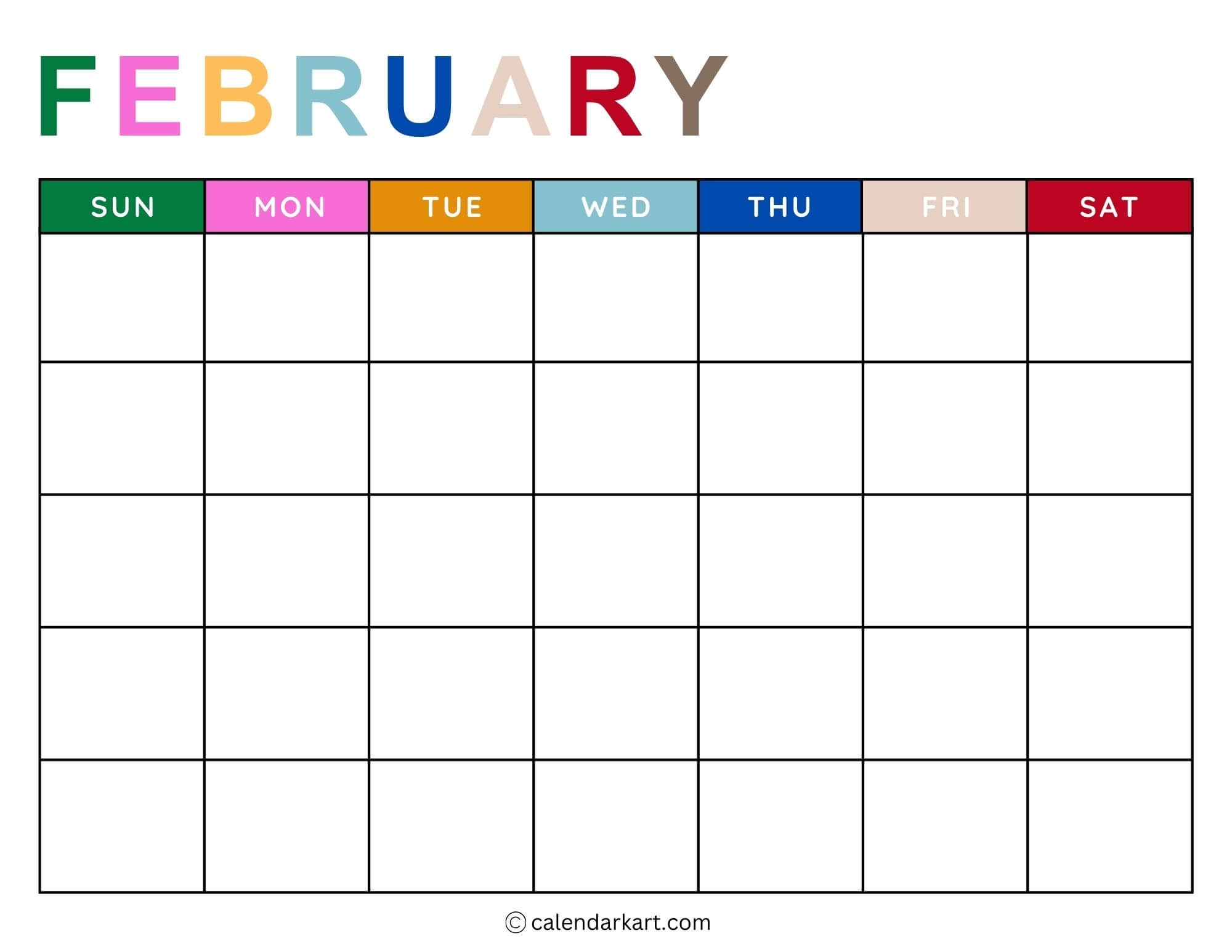 Free Printable Monthly Blank Calensar