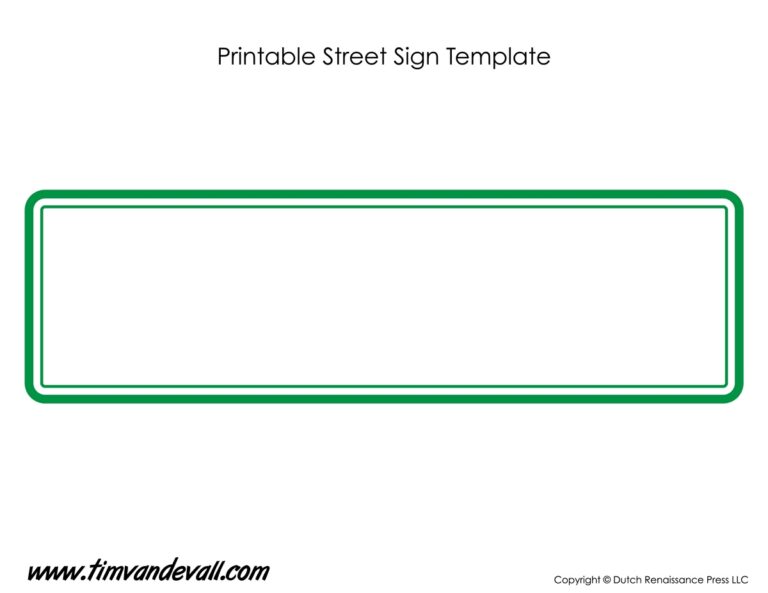 Printable street sign Tim s Printables