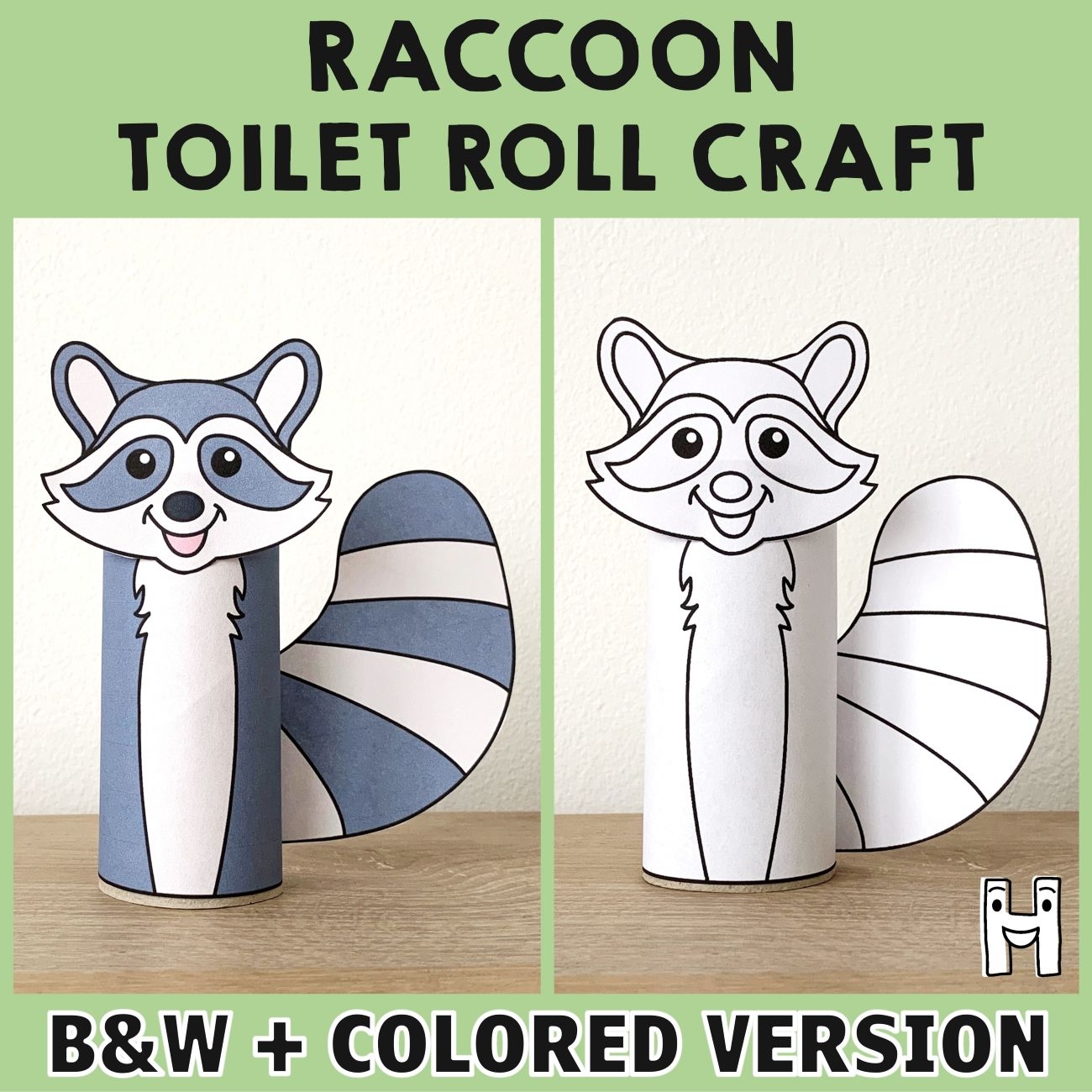 Raccoon Toilet Paper Roll Craft Printable Woodland Animal Coloring Activity