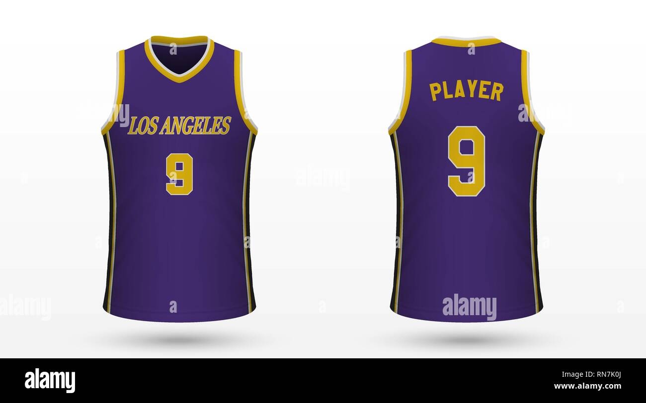 Realistic Sport Shirt Los Angeles Lakers Jersey Template For Basketball Kit Vector Illustration Stock Vector Image U0026 Art Alamy