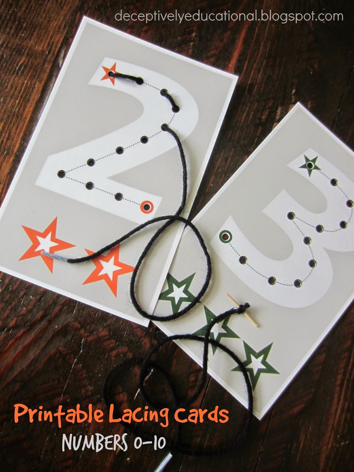 Relentlessly Fun Deceptively Educational Printable Lacing Cards Numbers 0 10
