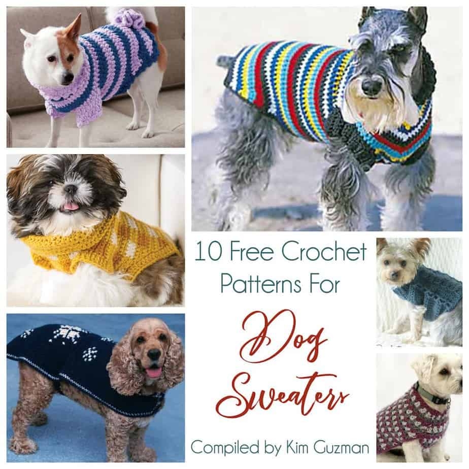 Roundup 10 Free Crochet Dog Sweater Patterns CrochetKim 