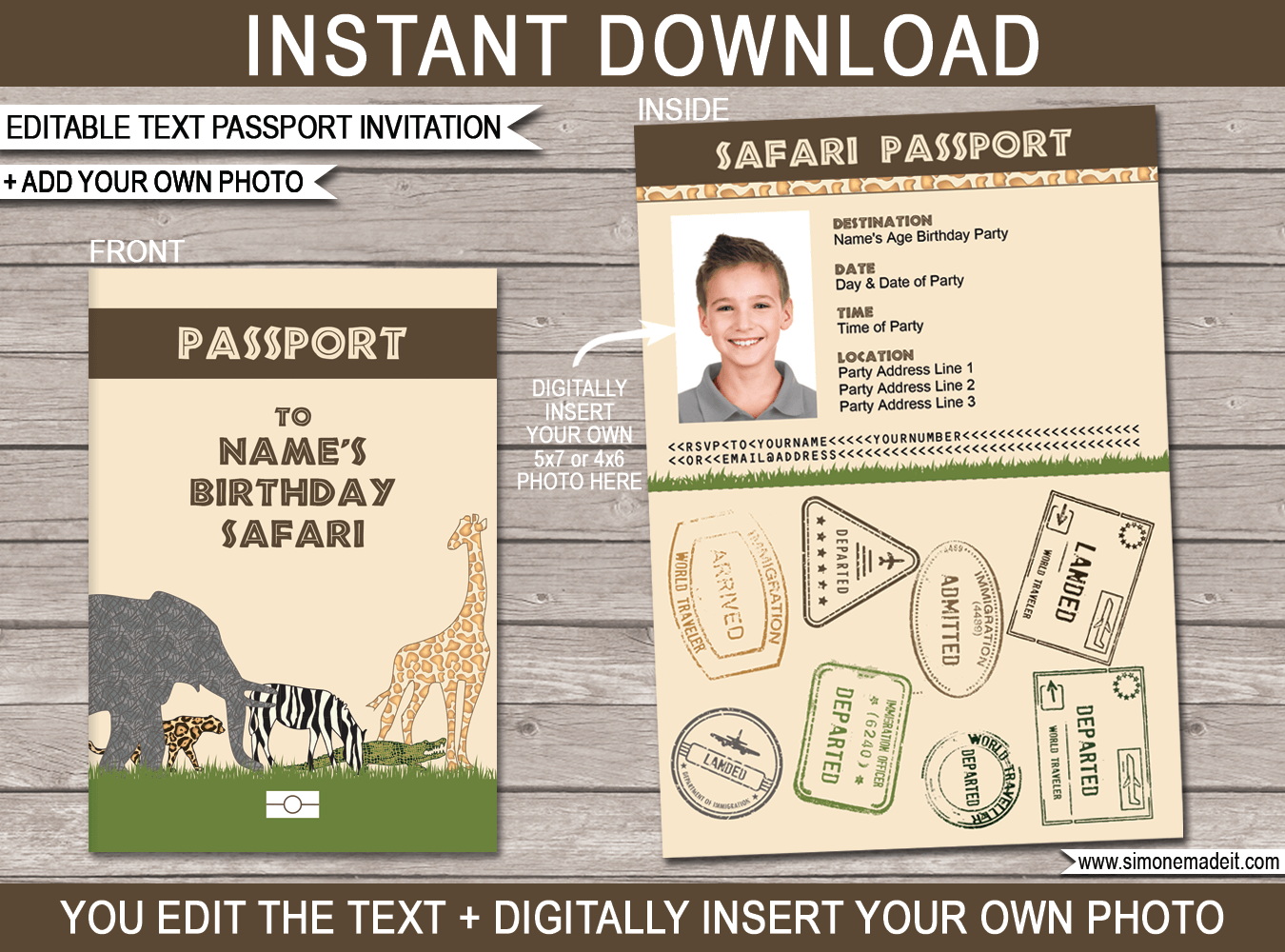 Safari Party Passport Invitations Template