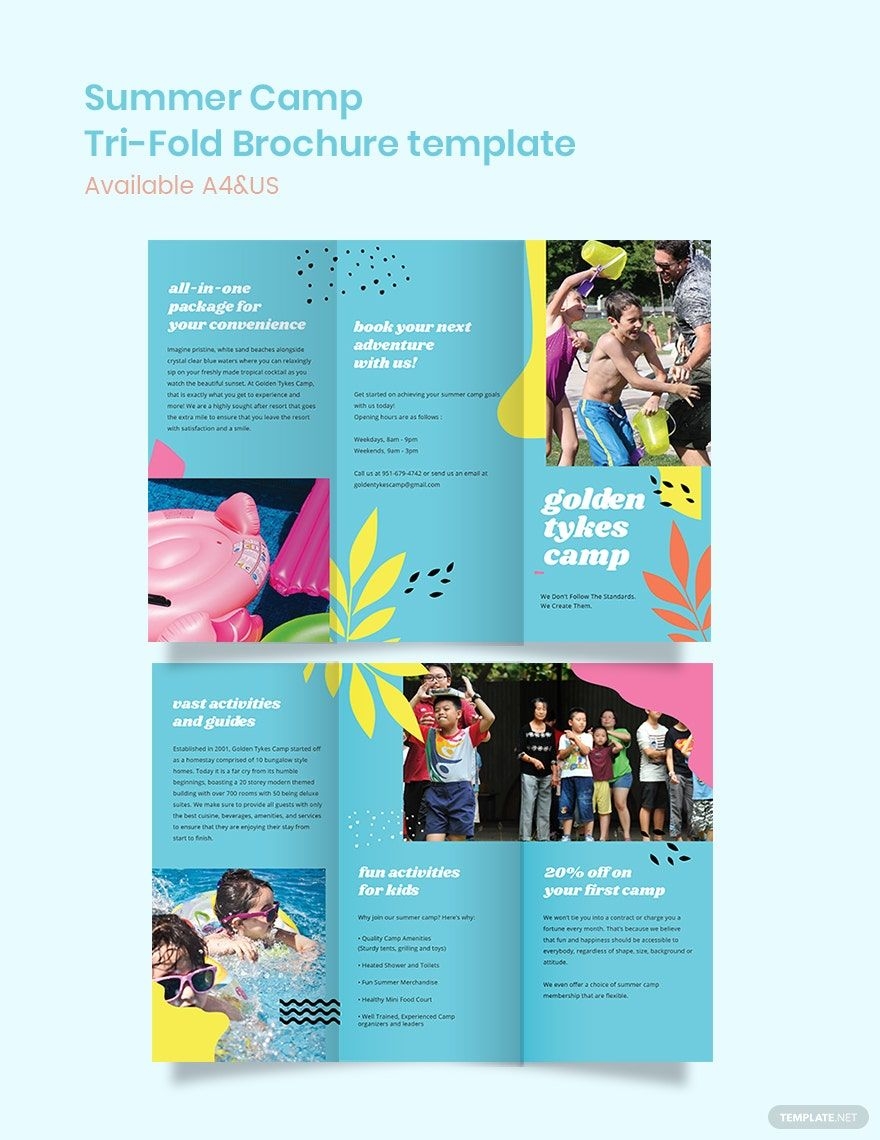 Sample Summer Camp Tri Fold Brochure Template In Publisher PSD 