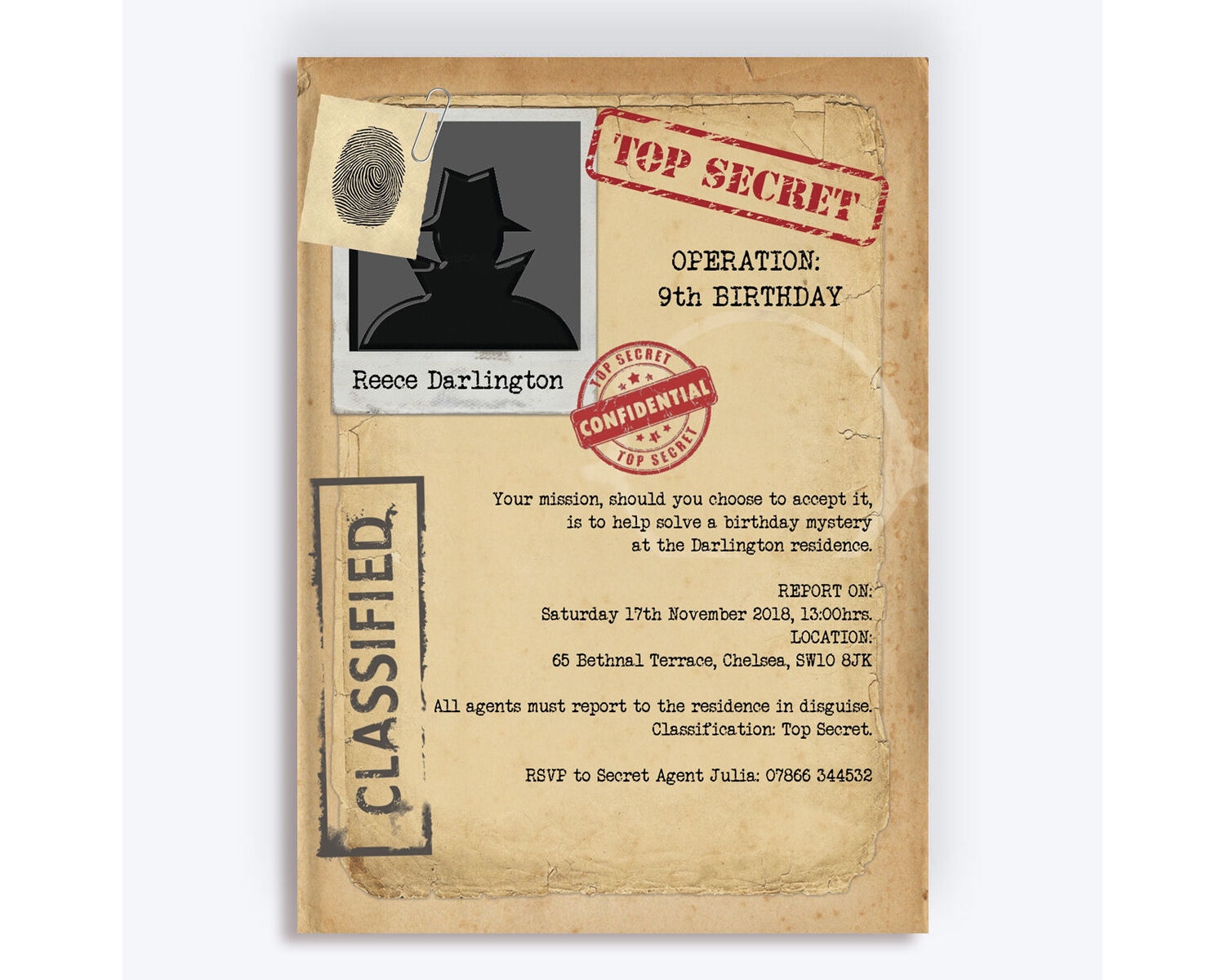 Free Spy Party Printable Template Mission