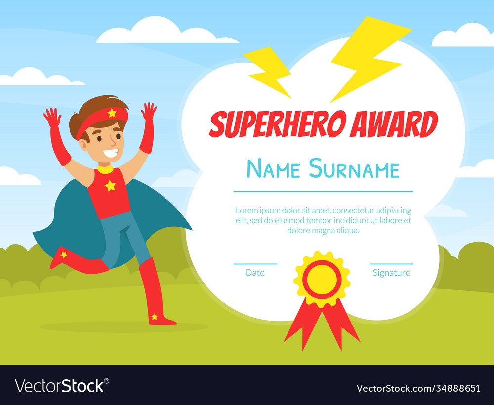 Superhero Award Template With Place For Your Text Vector Image