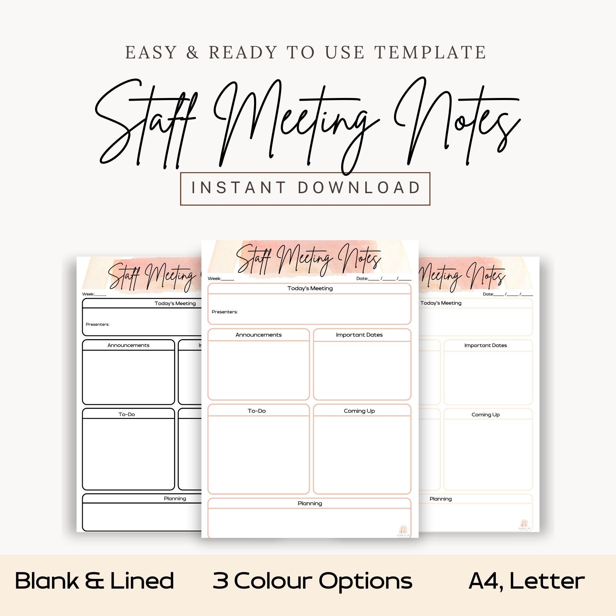 Teacher Meeting Notes Staff Meeting Notes Meeting Notes To Do Digital Printable U0026 Editable Simple Teacher Notes Notes Etsy