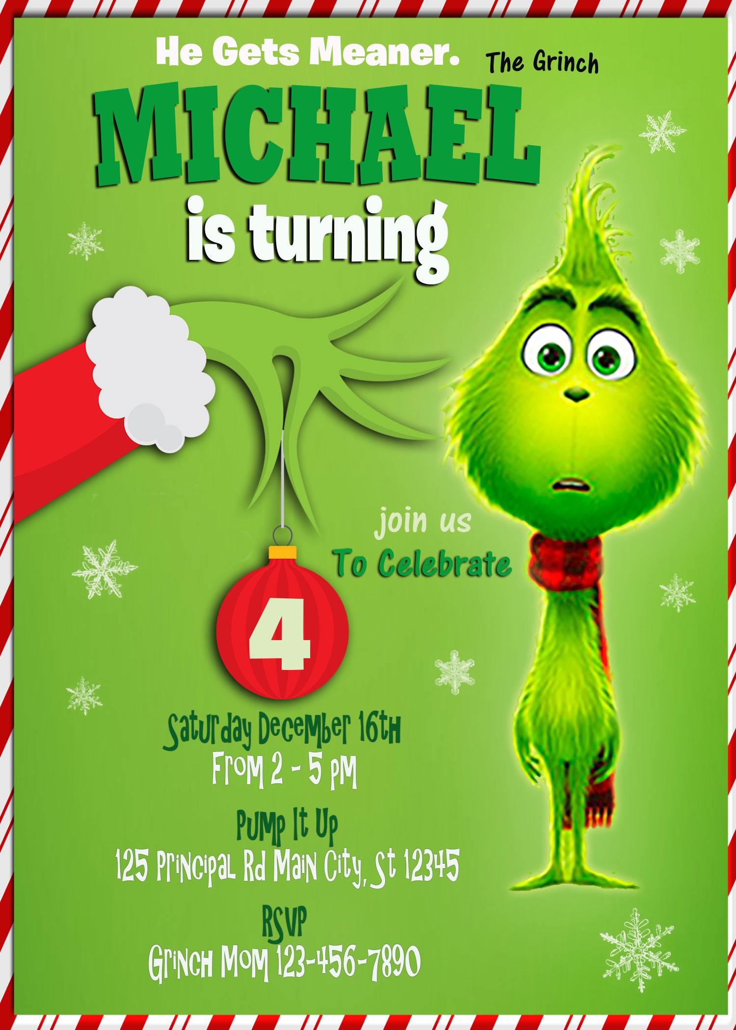 The Grinch Birthday Christmas Invitation Oscarsitosroom Great Price 6 99 