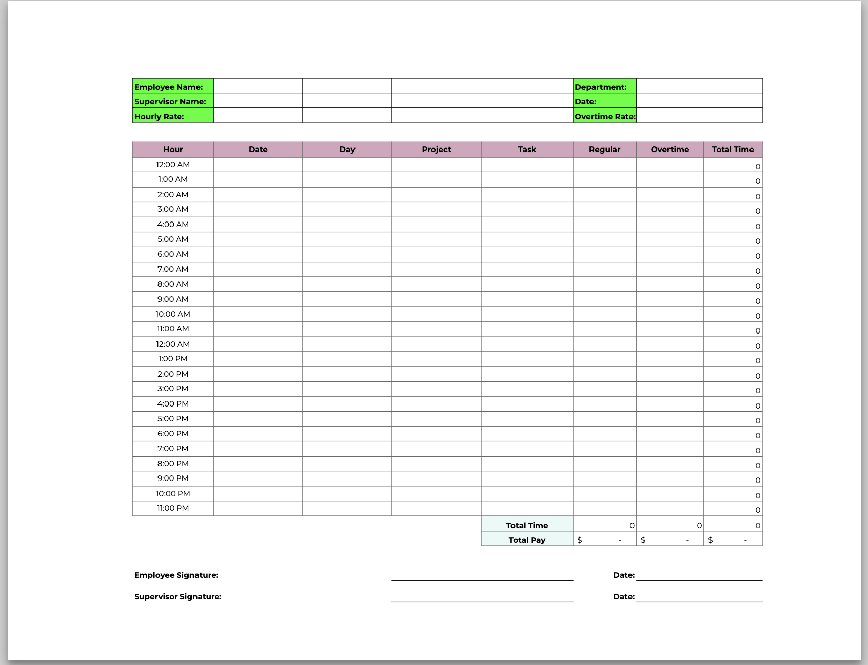 Free Printable Bi Weekly Timesheet Template