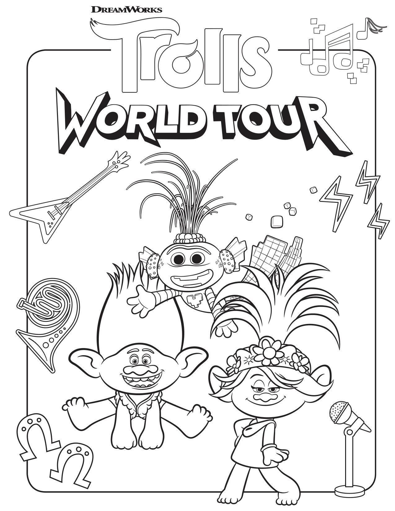 Trolls World Tour Coloring Pages YouLoveIt