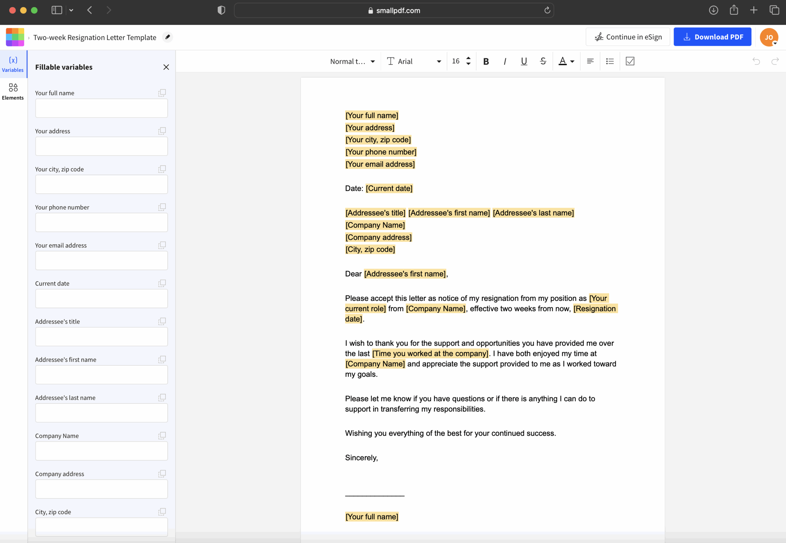 Free Printable 2 Week Notice Template