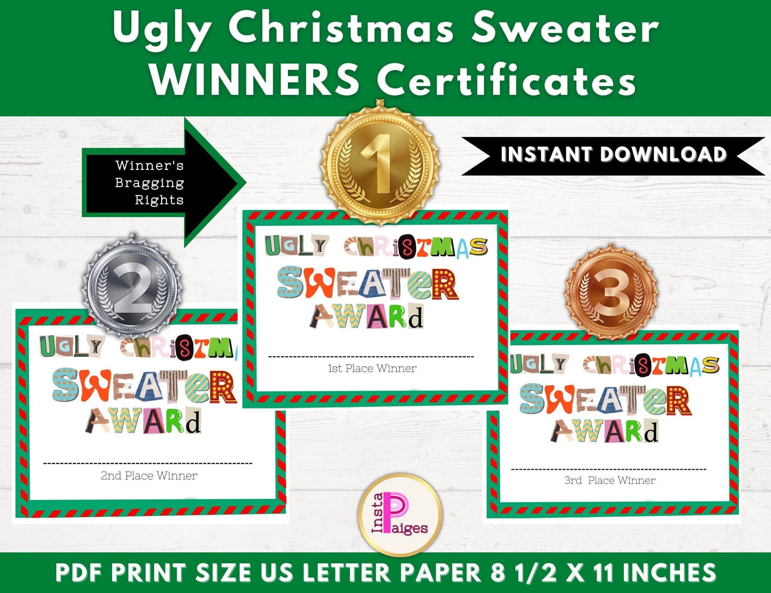 Ugly Sweater Contest Winner Certificate Online