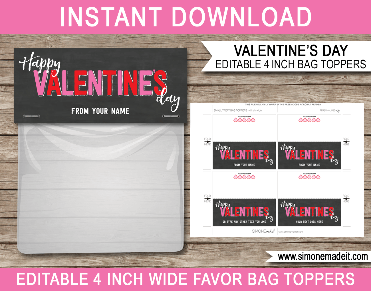 Valentines Day Gift Bag Toppers Printable Valentine s Day Gift Tags