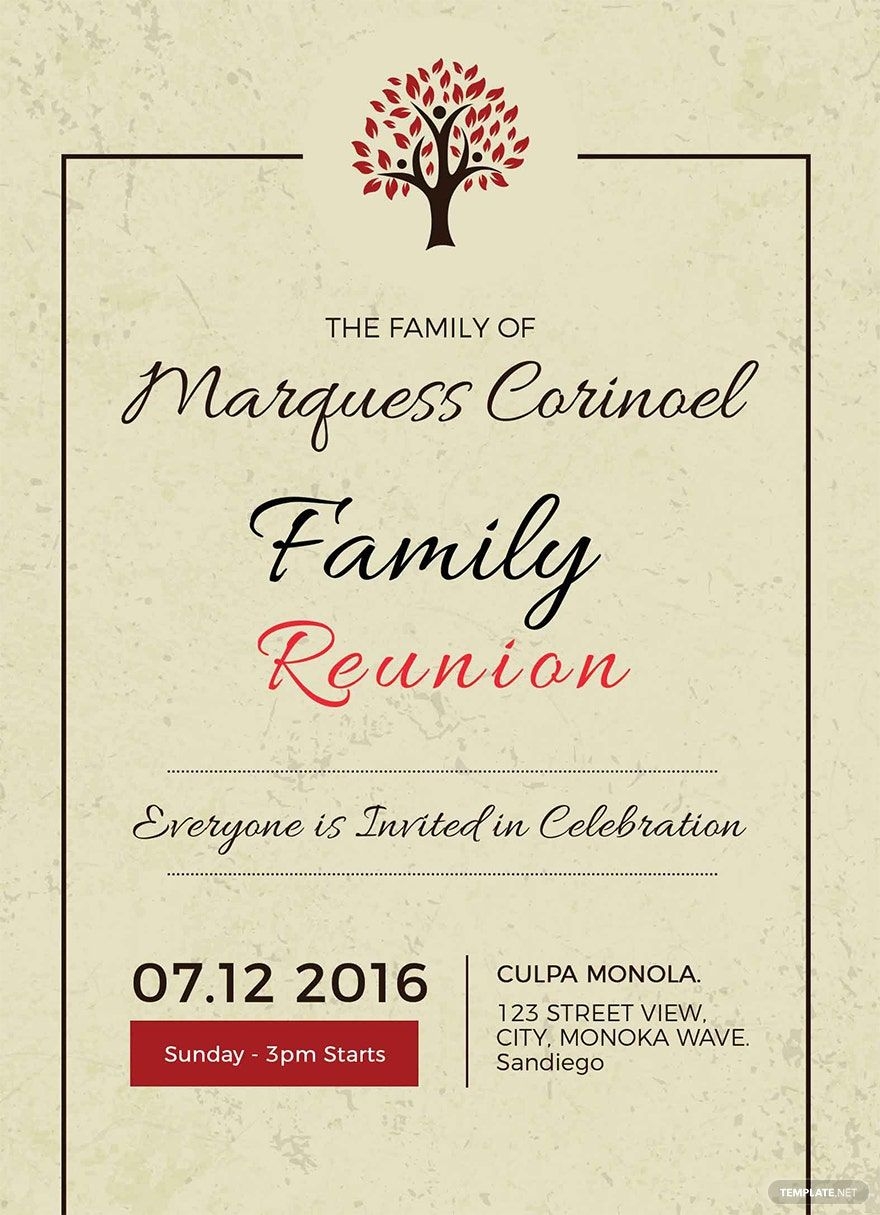 Vintage Family Reunion Invitation Template In Publisher Pages 