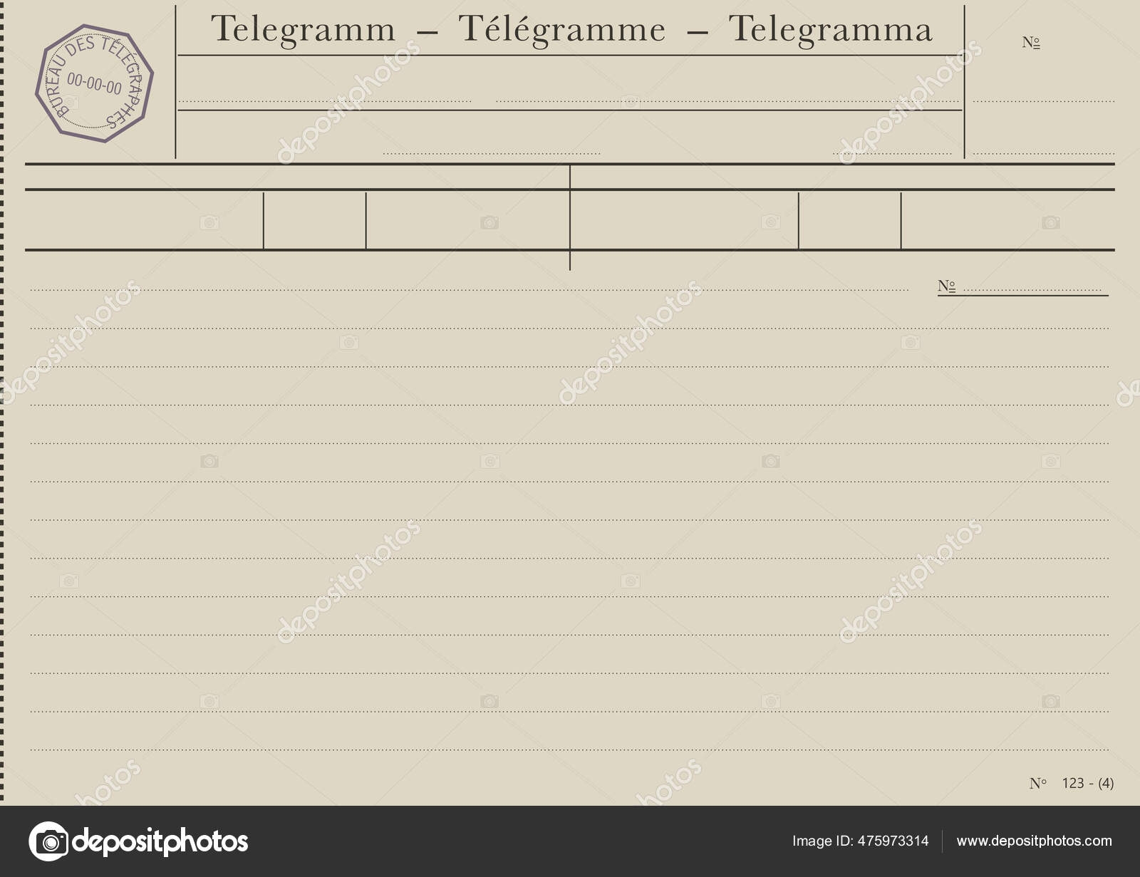 Vintage Telegram Blank Telegram Form Vector Gradients Stock Vector 