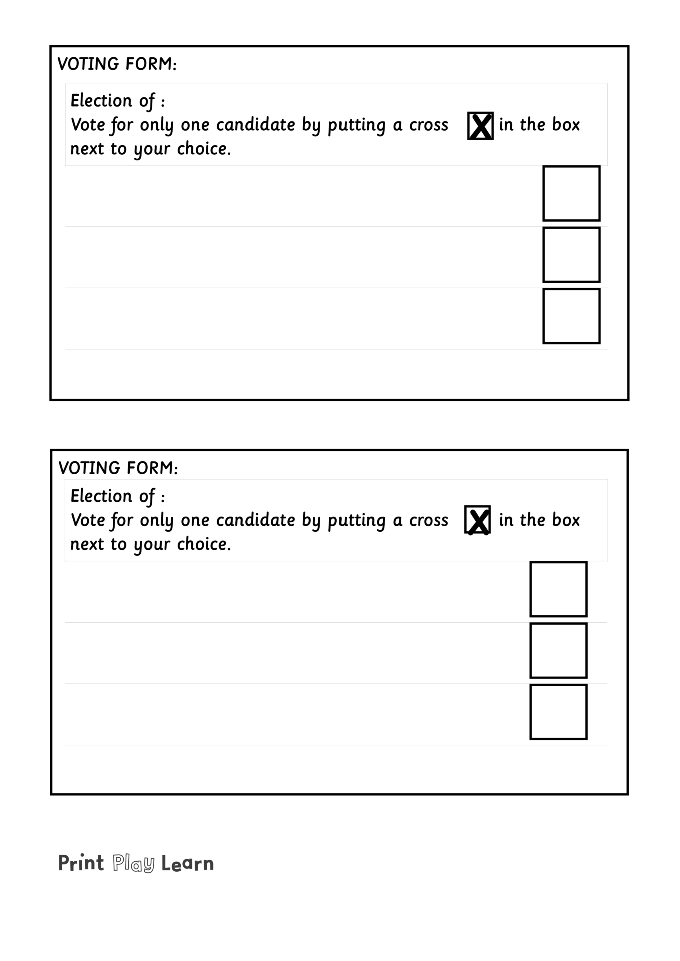 Printable Blank Ballot Template Printable Blank Ballot Template