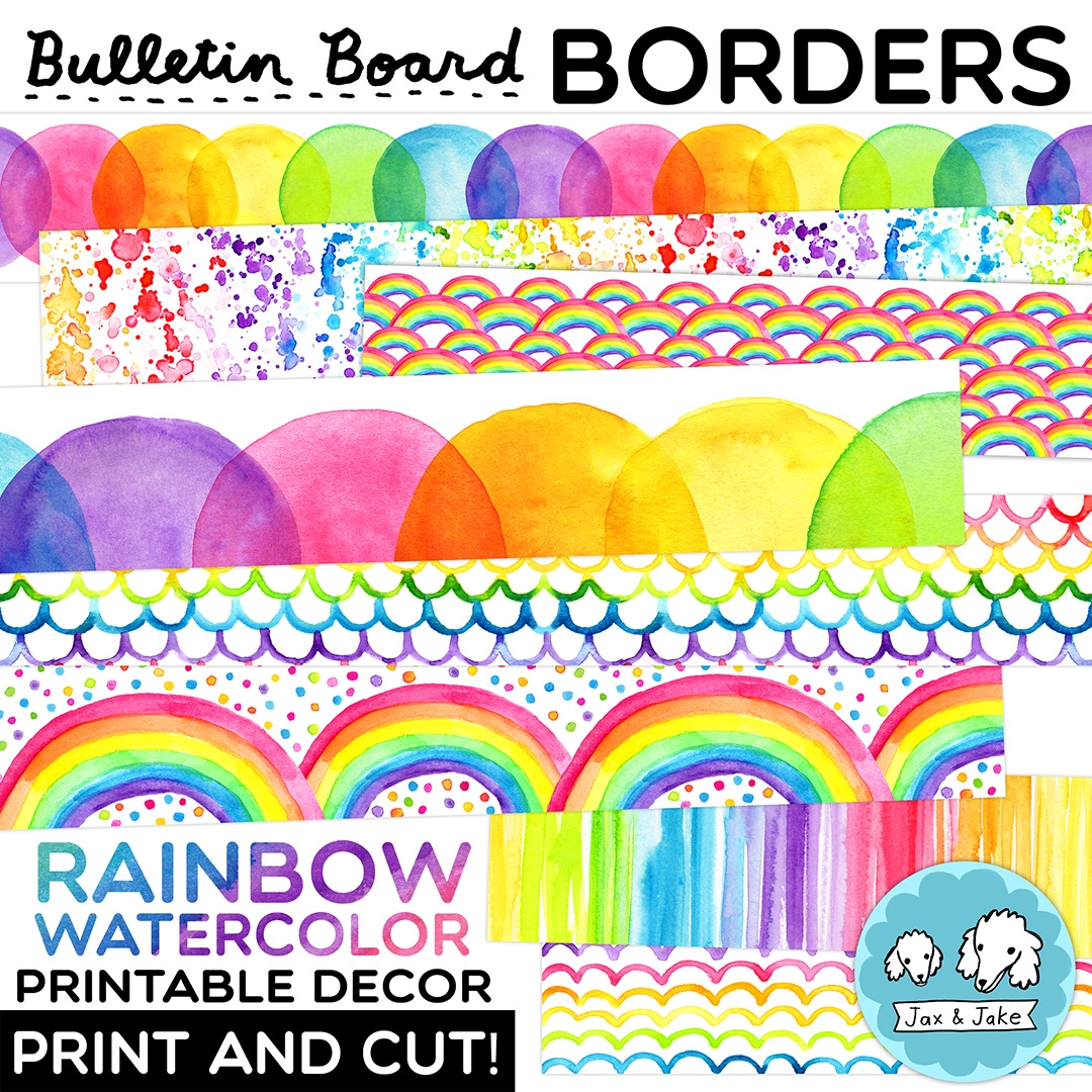 Watercolor Rainbow Bulletin Board Borders Colorful Classroom Decor Boarders Made By Teachers