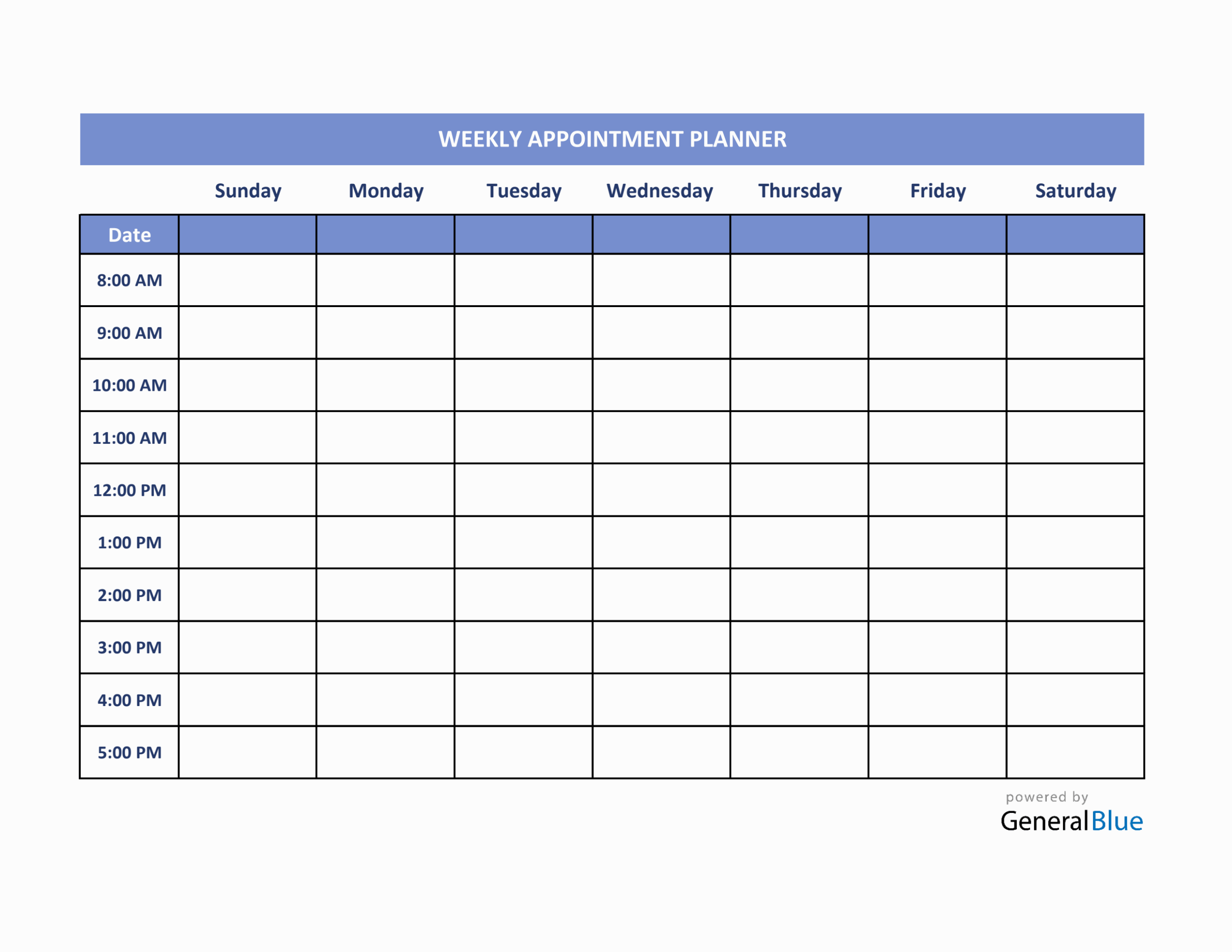 Free Printable Weekly Appointment Calendar Templates