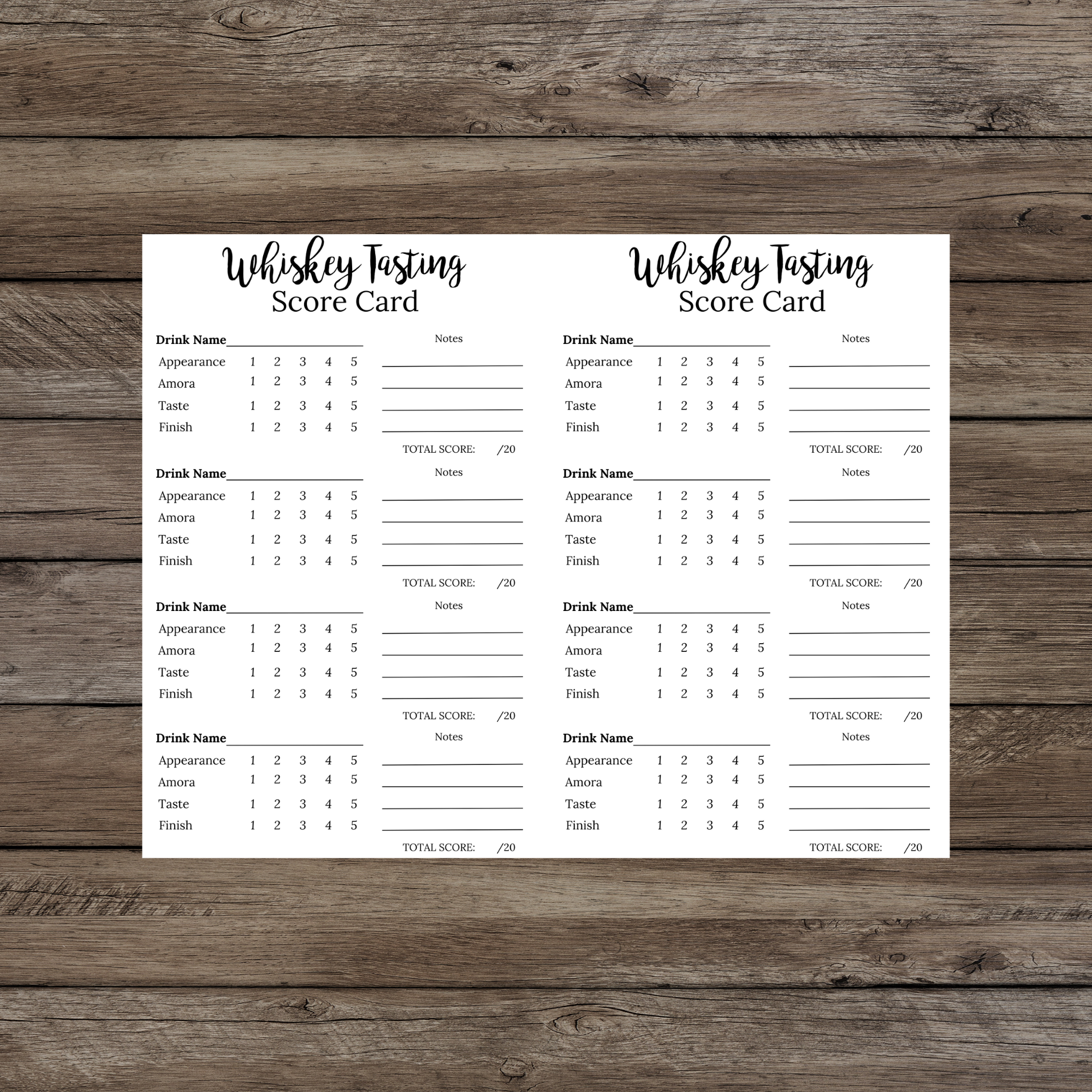 Free Printable Whiskey Tasting Sheet Template